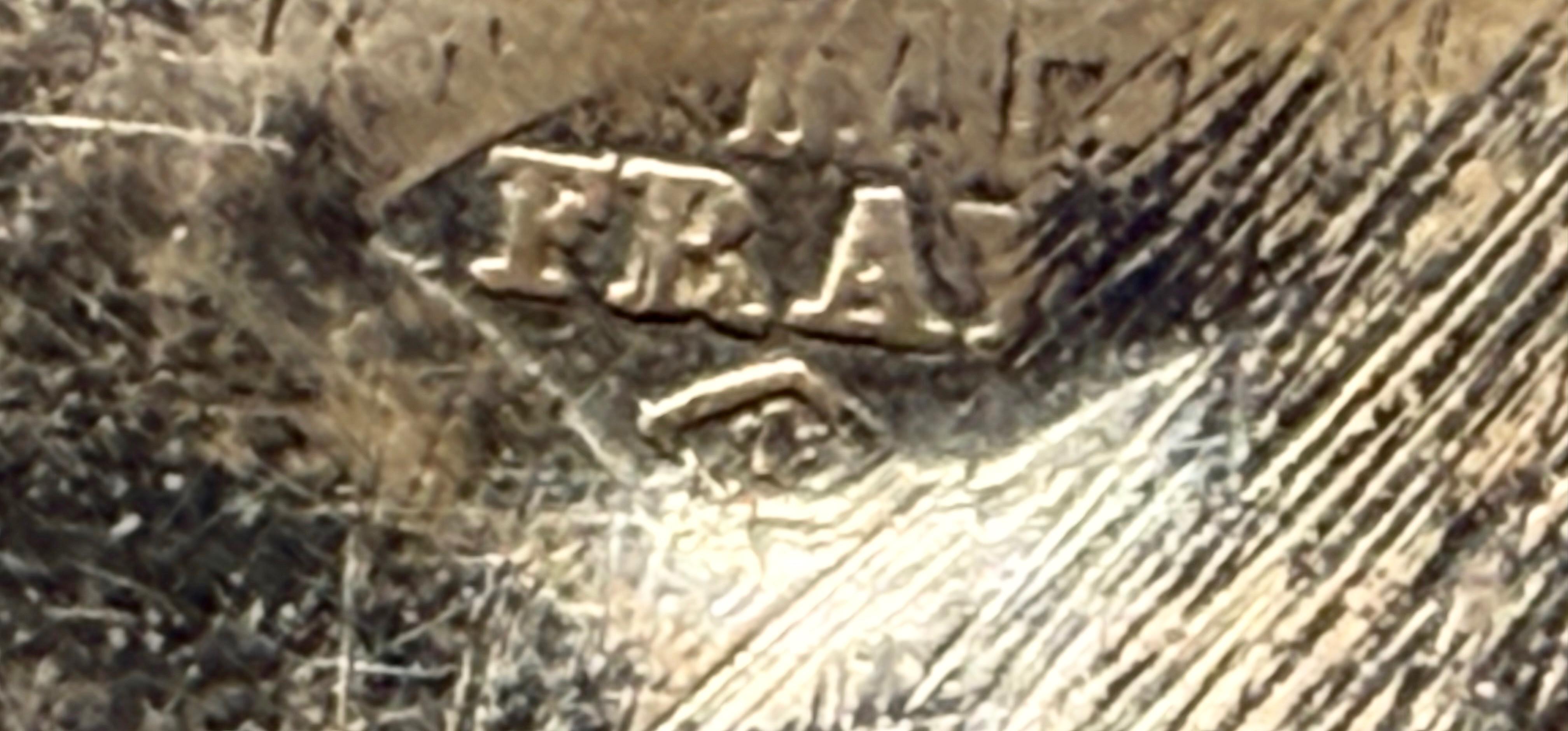 Srebrny kabaret do przypraw z kobaltowymi szklanymi wkładami, masa łączna 316 g