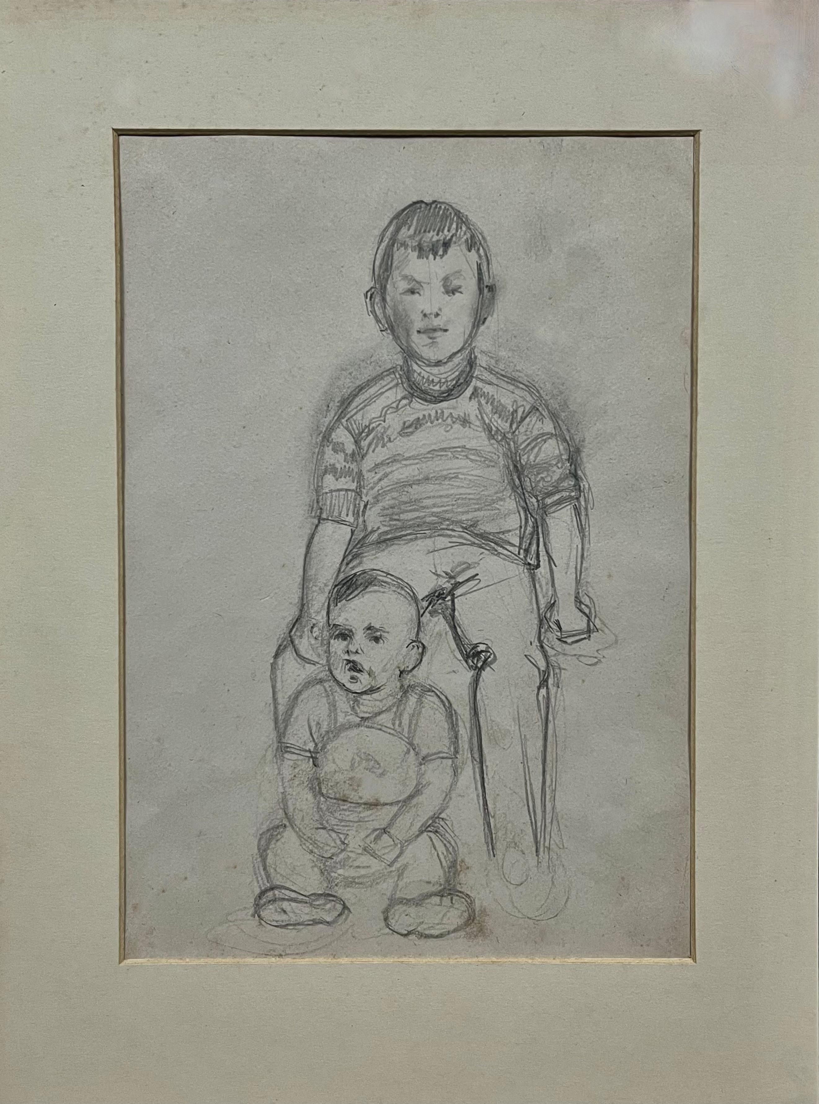 Wacław Skowroński,''Portret chłopca z małym dzieckiem''