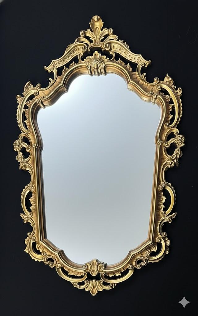 Lustro salonowe w dekoracyjnej złoconej ramie