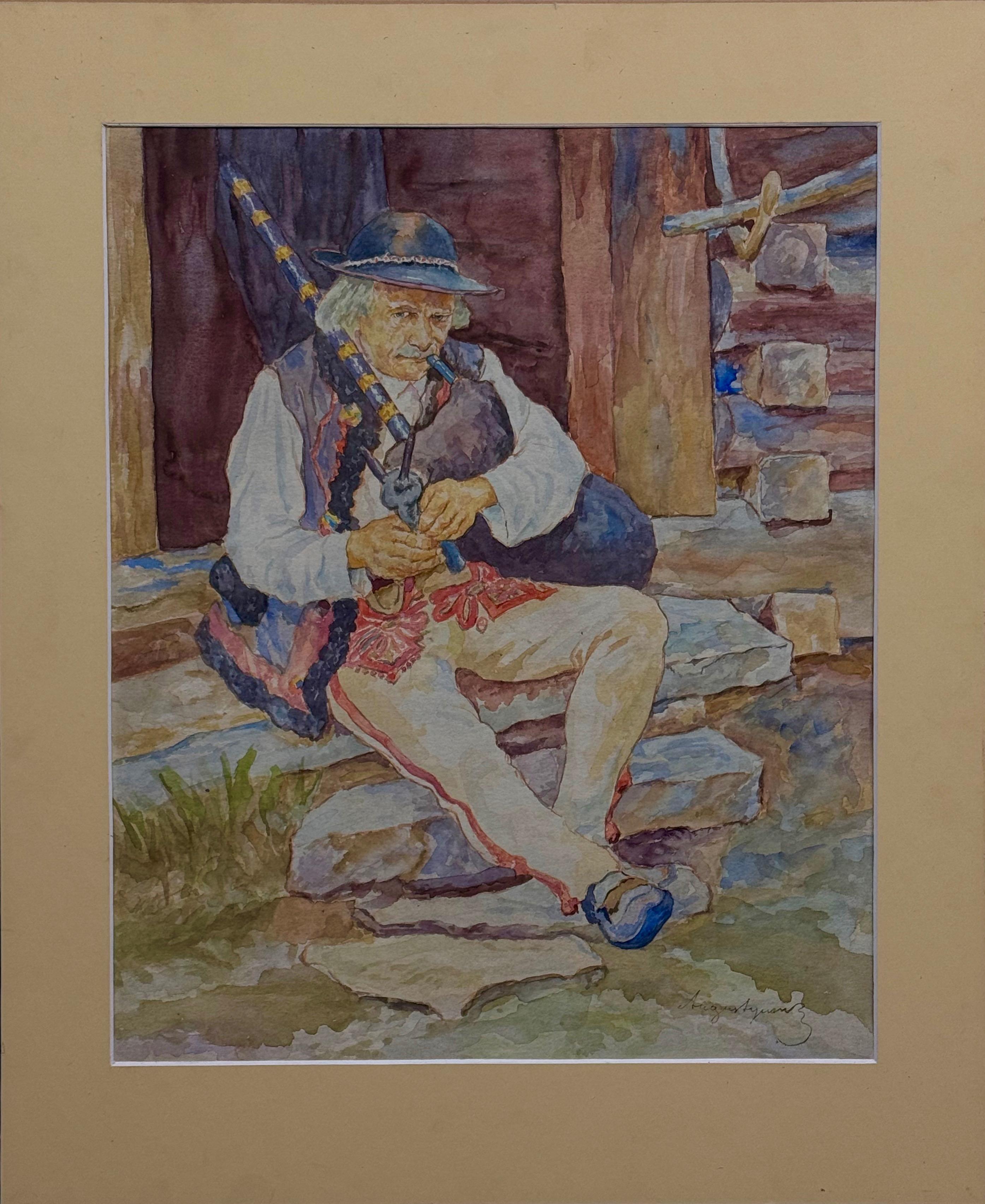 Nieustalony malarz ''Góral grający na dudach''