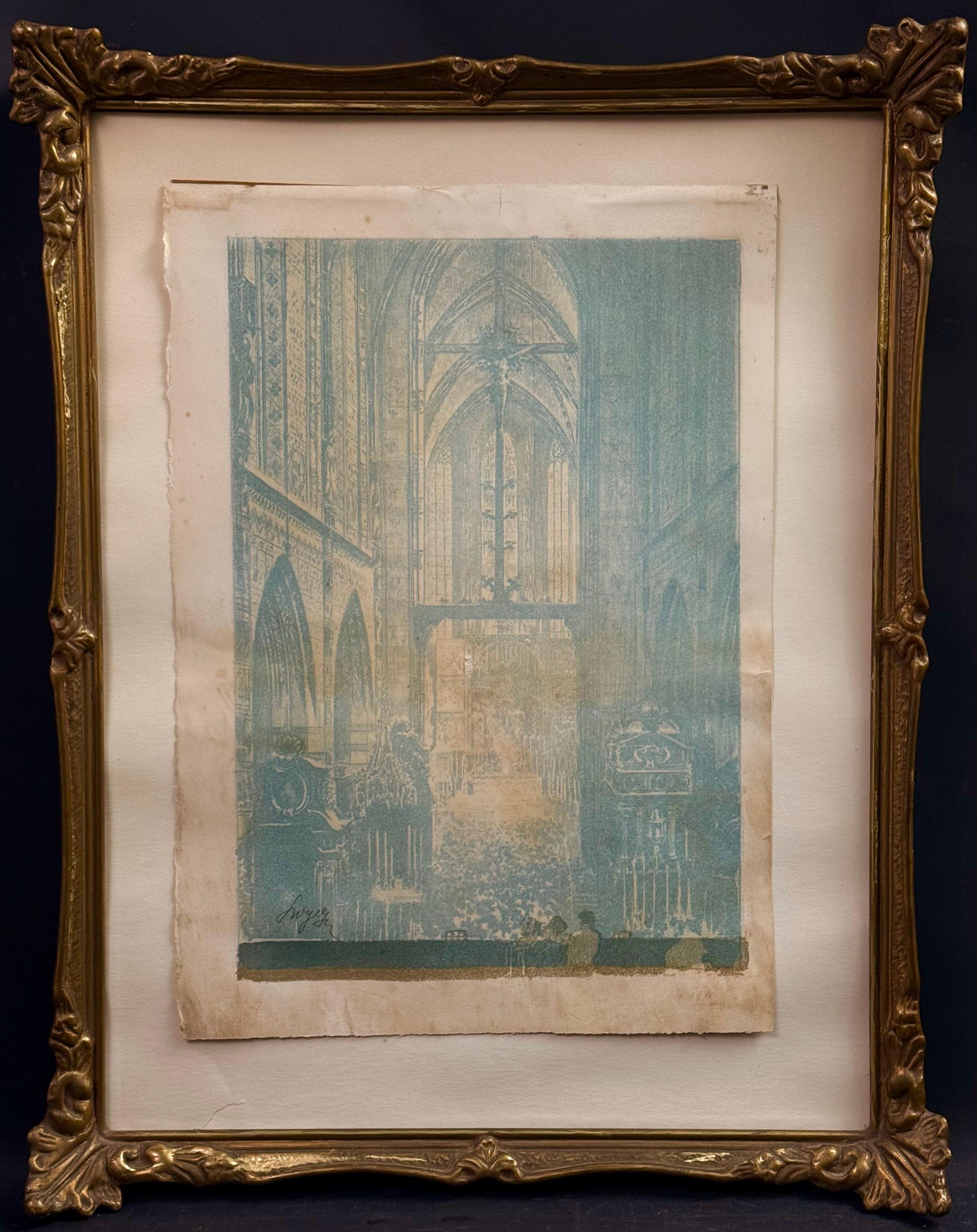 Leon Wyczółkowski (1852-1936), ''Wnętrze Kościoła Mariackiego w Krakowie''