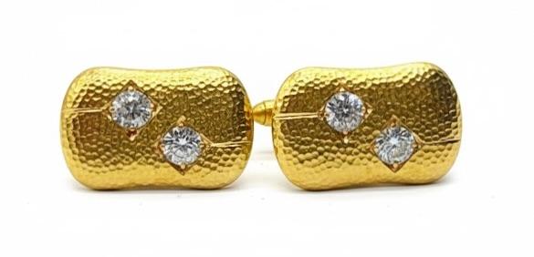 Złote spinki mankietowe Knak z 4 diamentami 0,78 ct