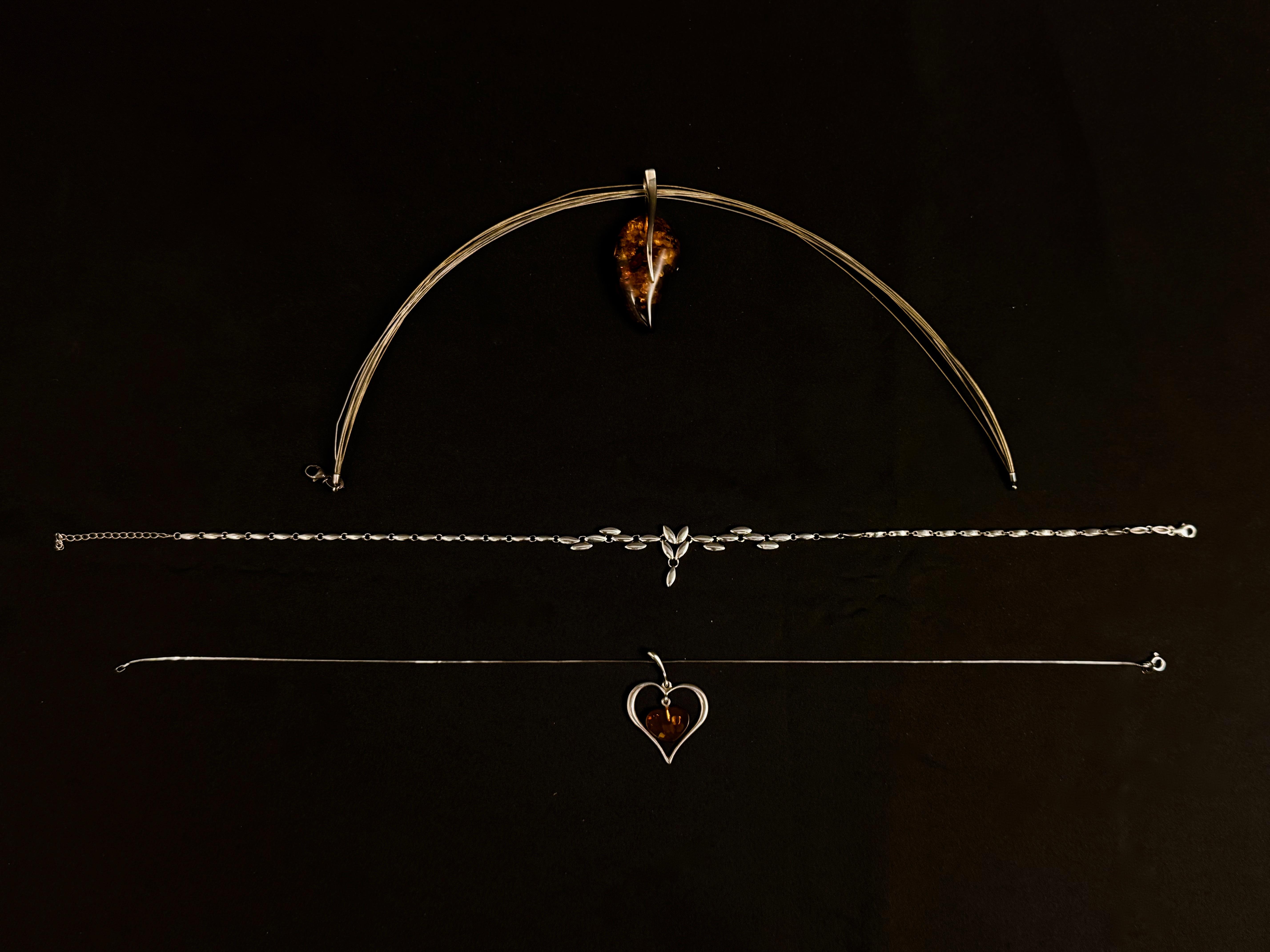 Srebrne naszyjniki-3 sztuki