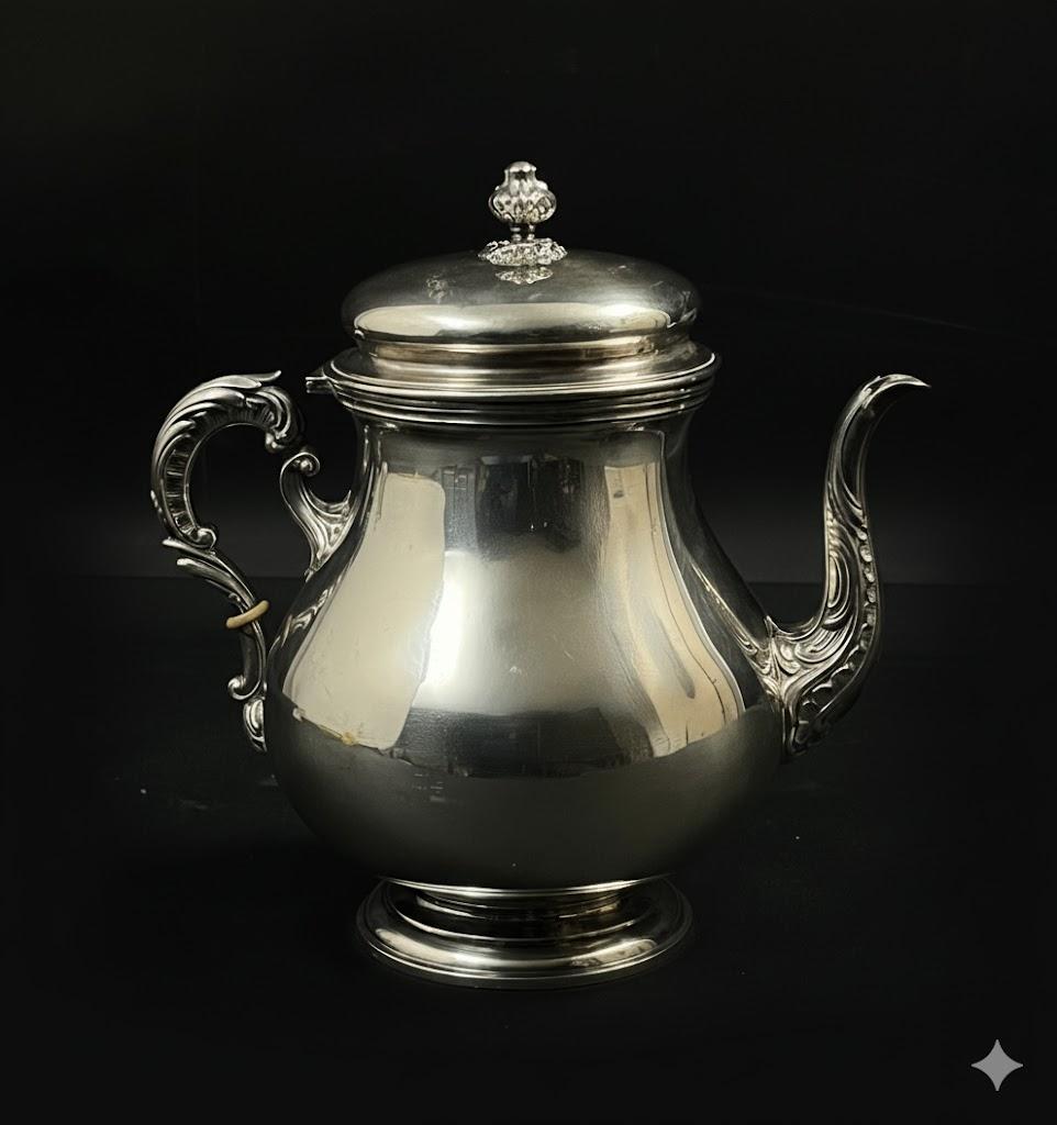 Srebrny dzbanek z wiekiem zdobiony kwiatonem , masa 480 g