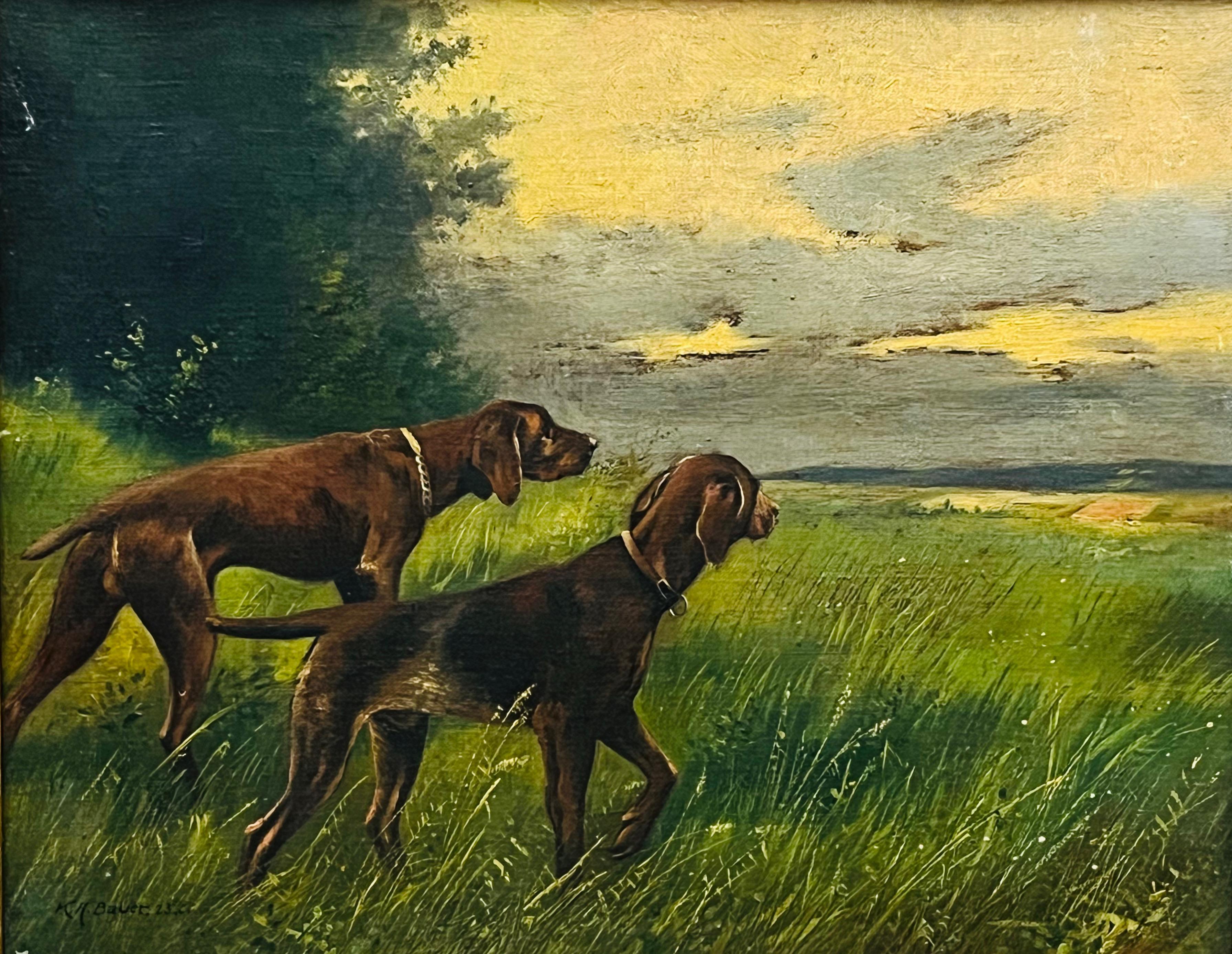 K.A.BAUER,''Wyżły na polowaniu''