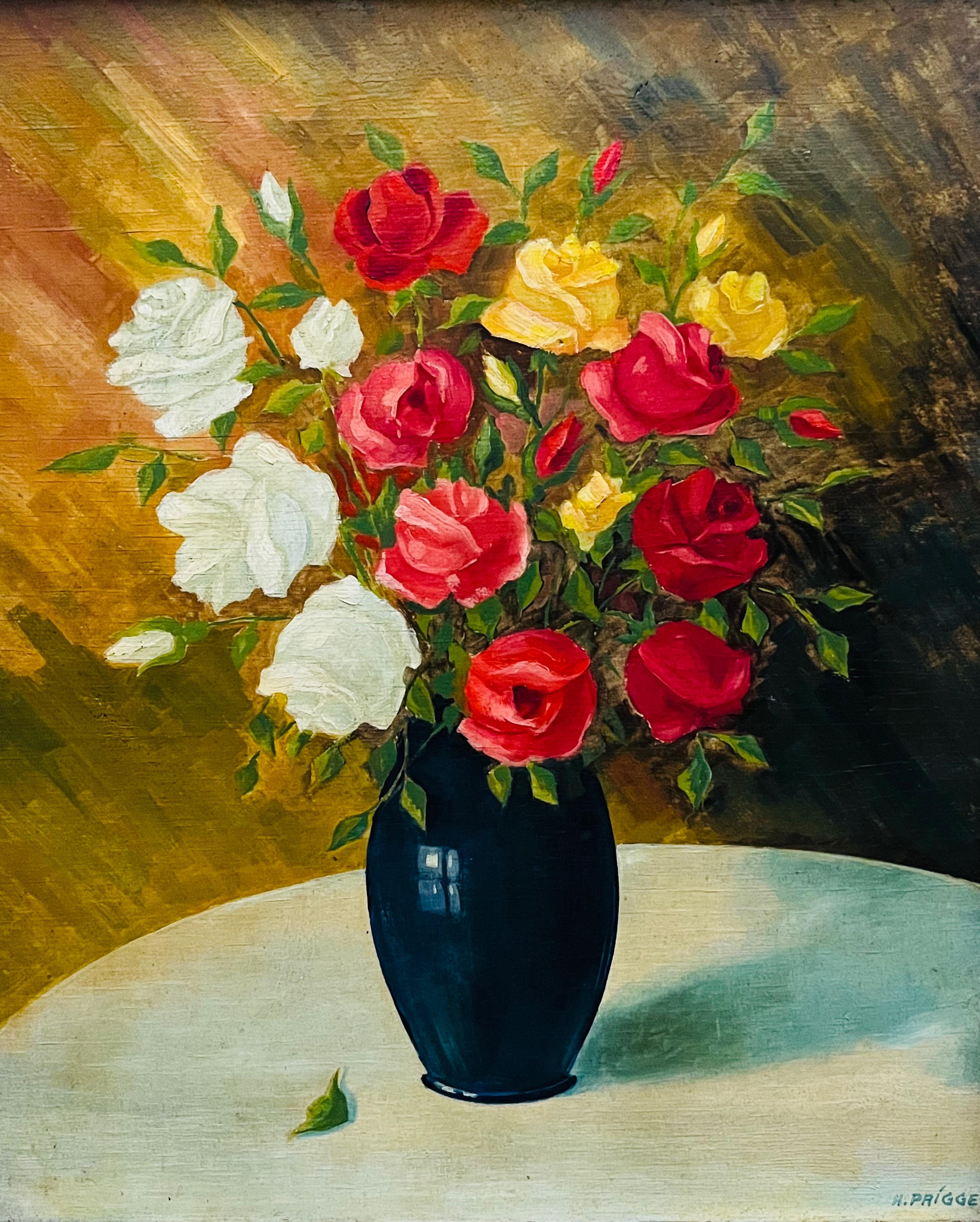 H. Prigge "Bukiet róż w wazonie"