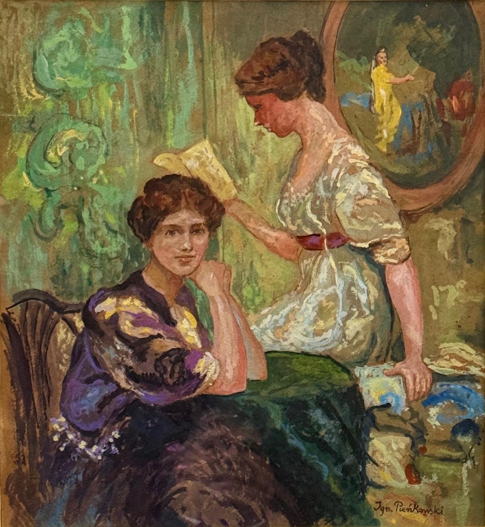 Nieustalony malarz, ''Portret dwóch kobiet w salonie''