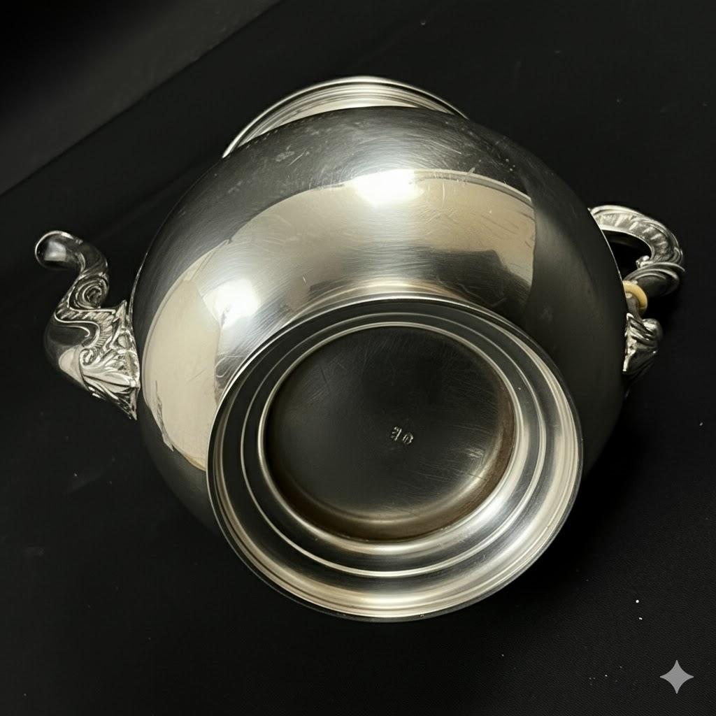 Srebrny dzbanek z wiekiem zdobiony kwiatonem , masa 480 g