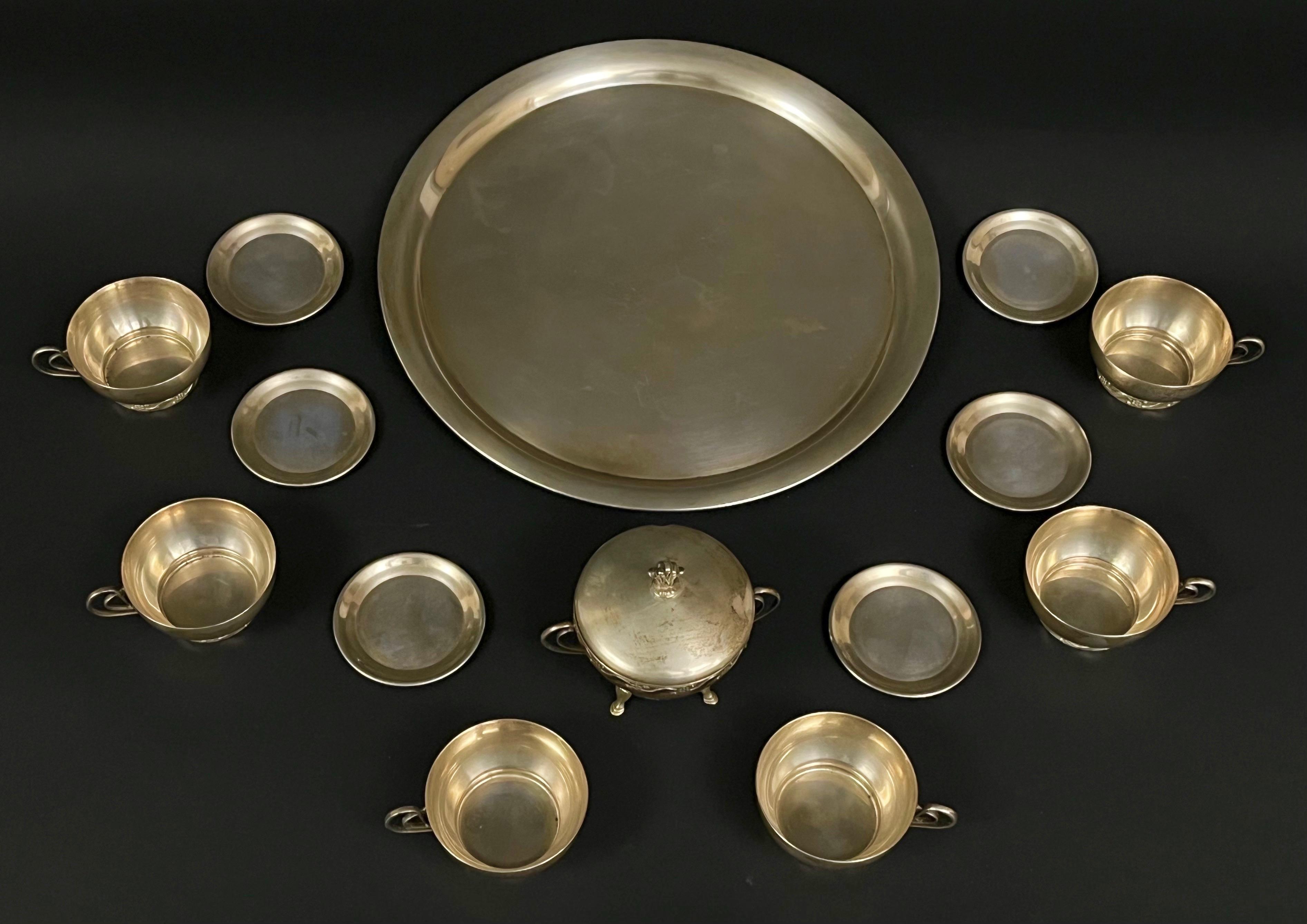 Srebrny zestaw do mokki dla 6 osób , 1085 g