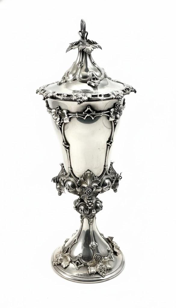 Srebrny neogotycki puchar z nakrywą