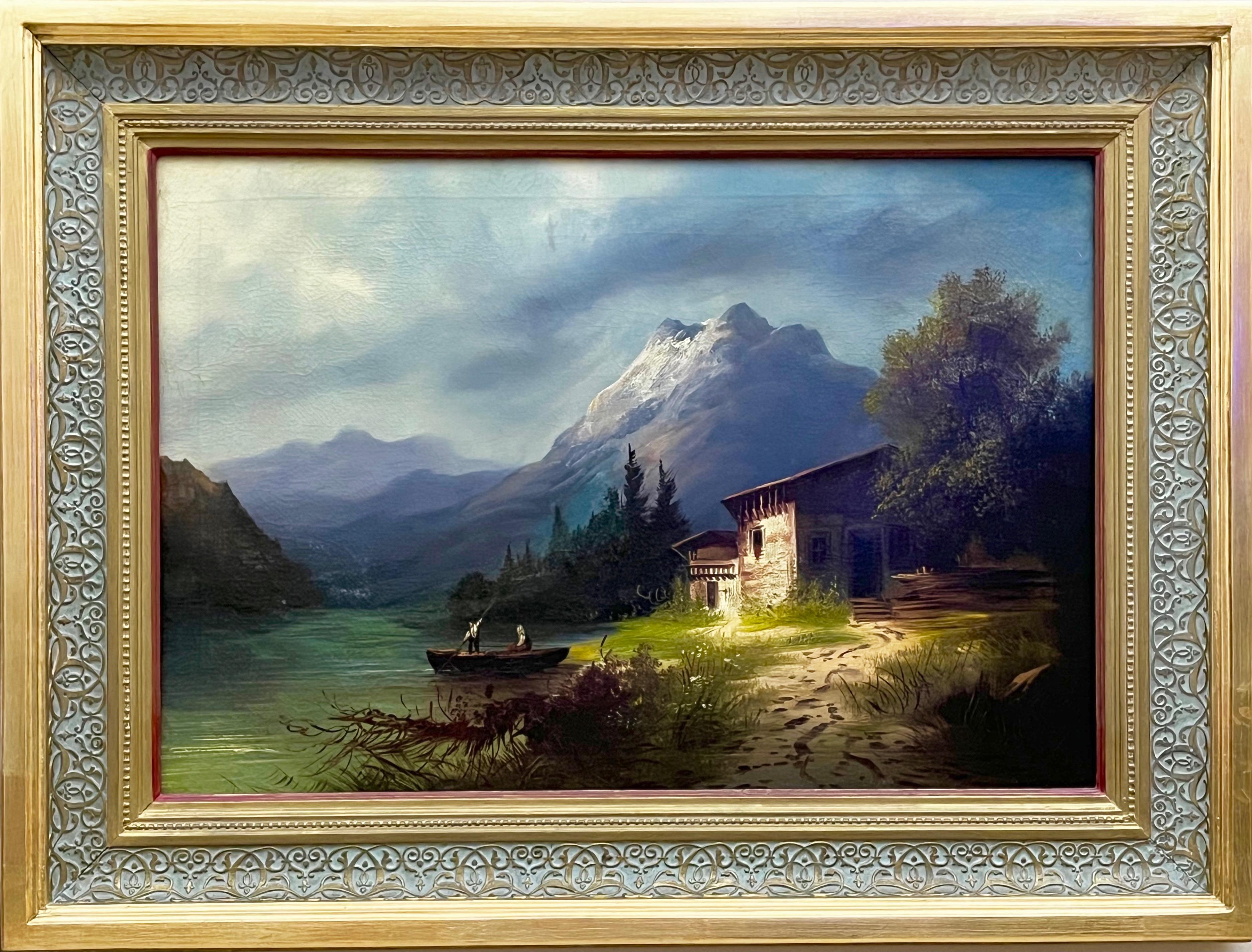 MN,''Pejzaż górski z postaciami w łodzi''