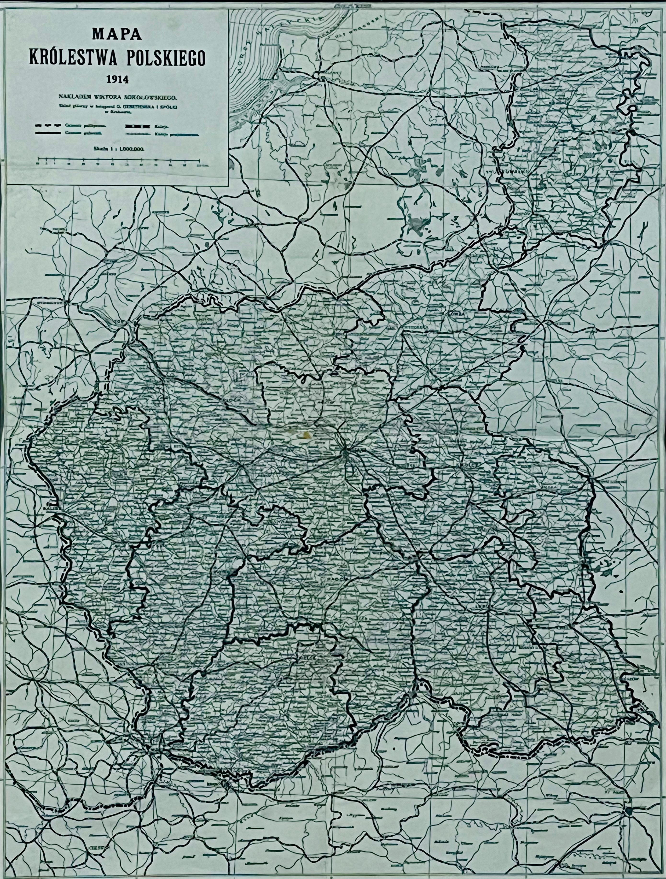 Mapa Królestwa Polskiego 1914 r.