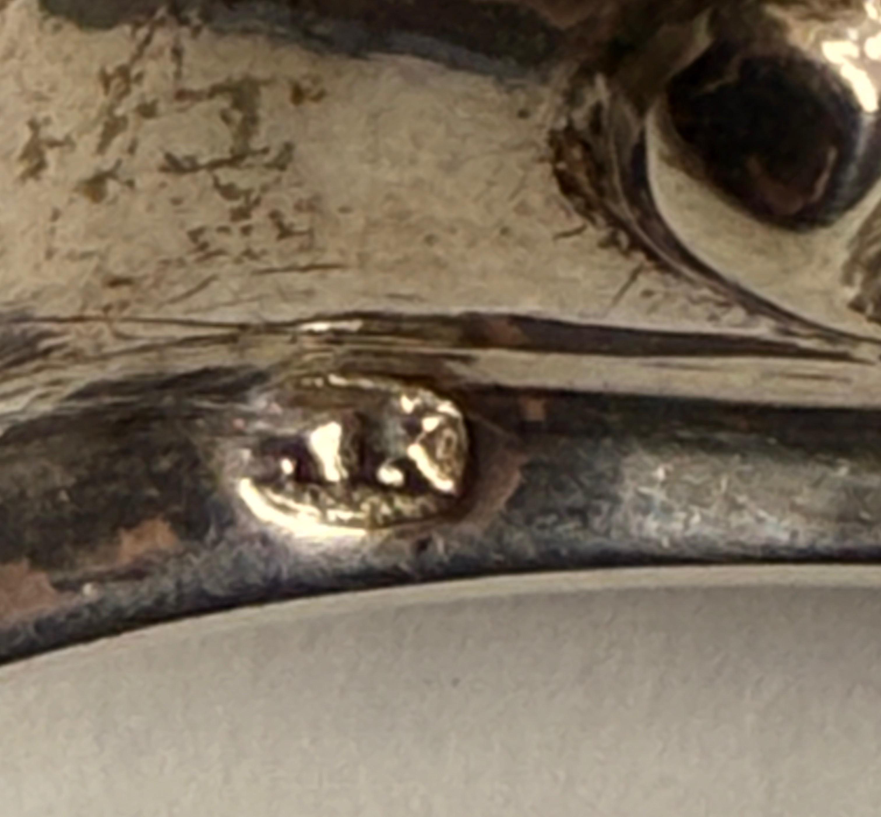 Srebrny kaganek jednoramienny z uchwytem, masa 117 g, Wiedeń,XIX w.