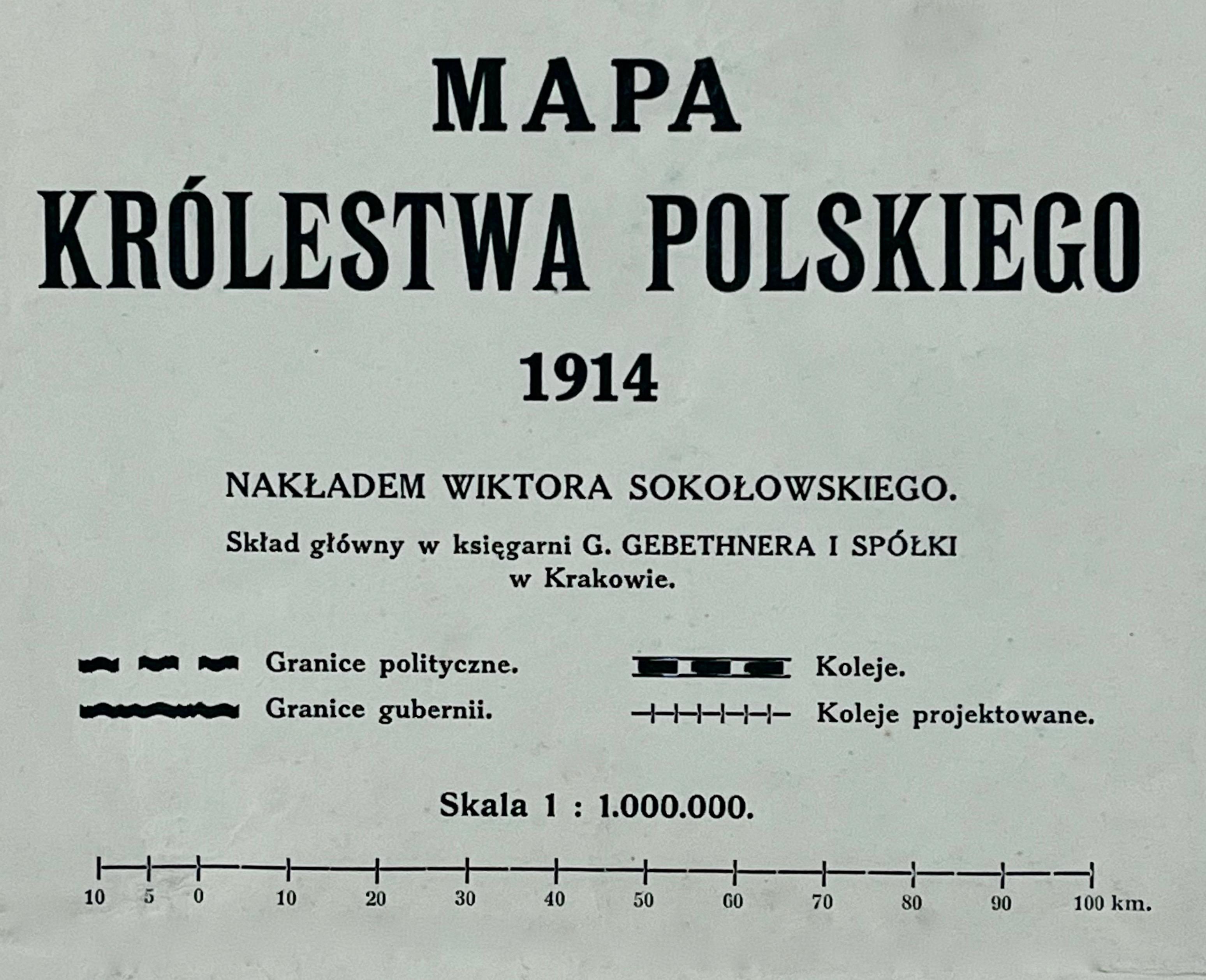Mapa Królestwa Polskiego 1914 r.