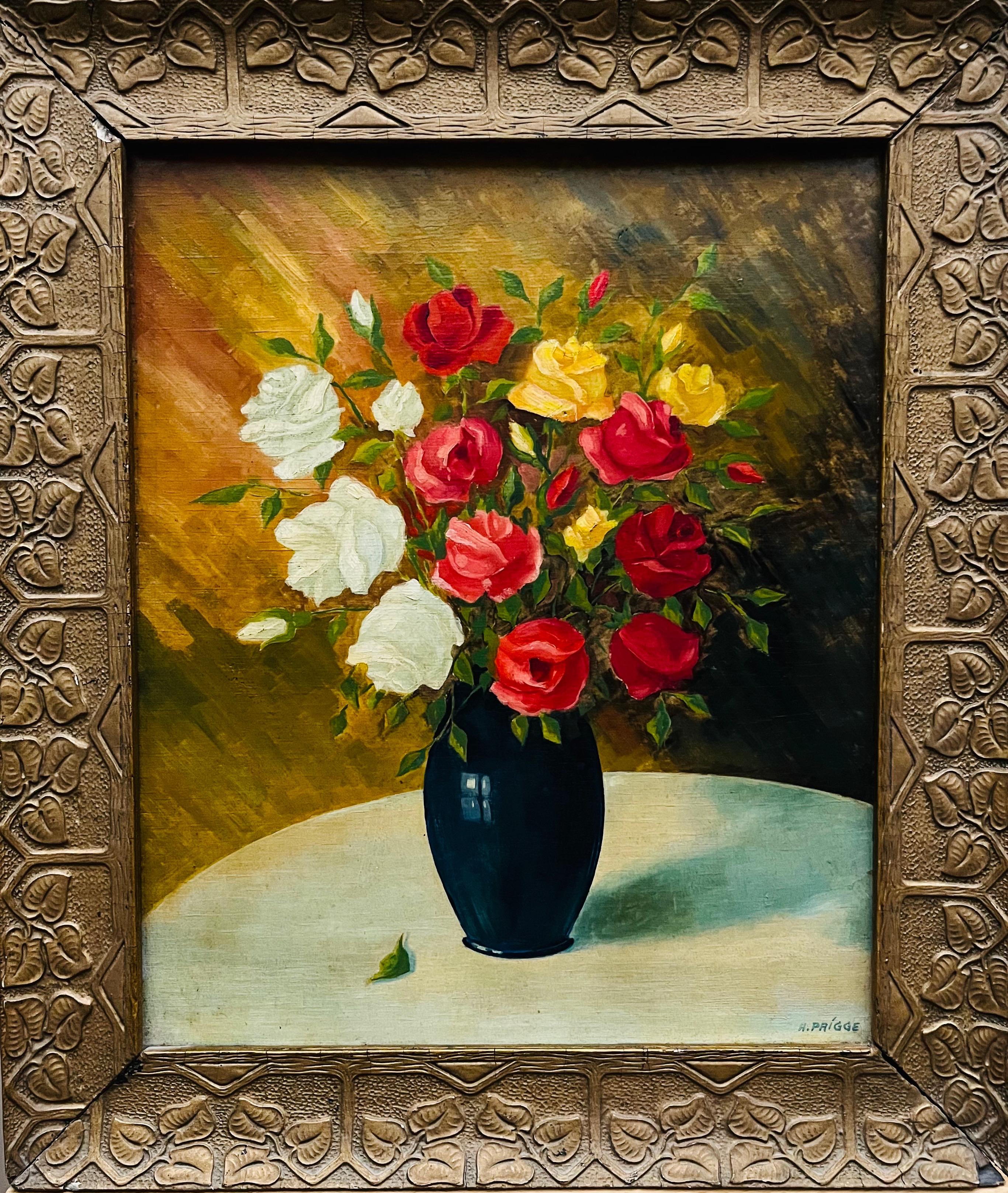 H. Prigge "Bukiet róż w wazonie"