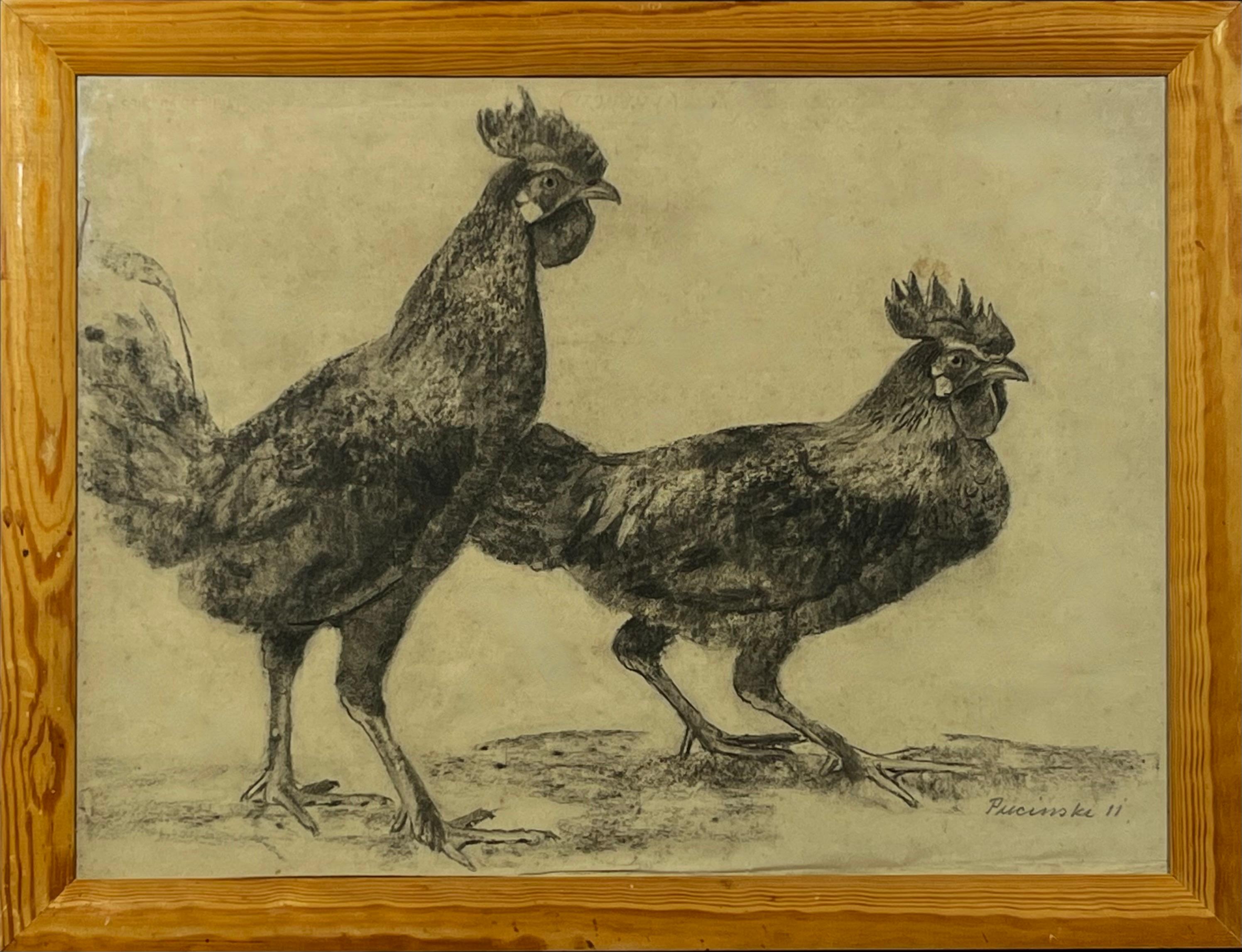 Wiktor Puciński (1882-1952),''Dwie kury''