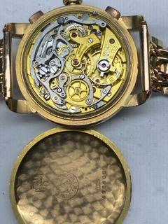 Złoty zegarek ze złotą bransoletą 18 K, ''Minerva'', masa łączna 69 g, Robert Freres Villeret Depose