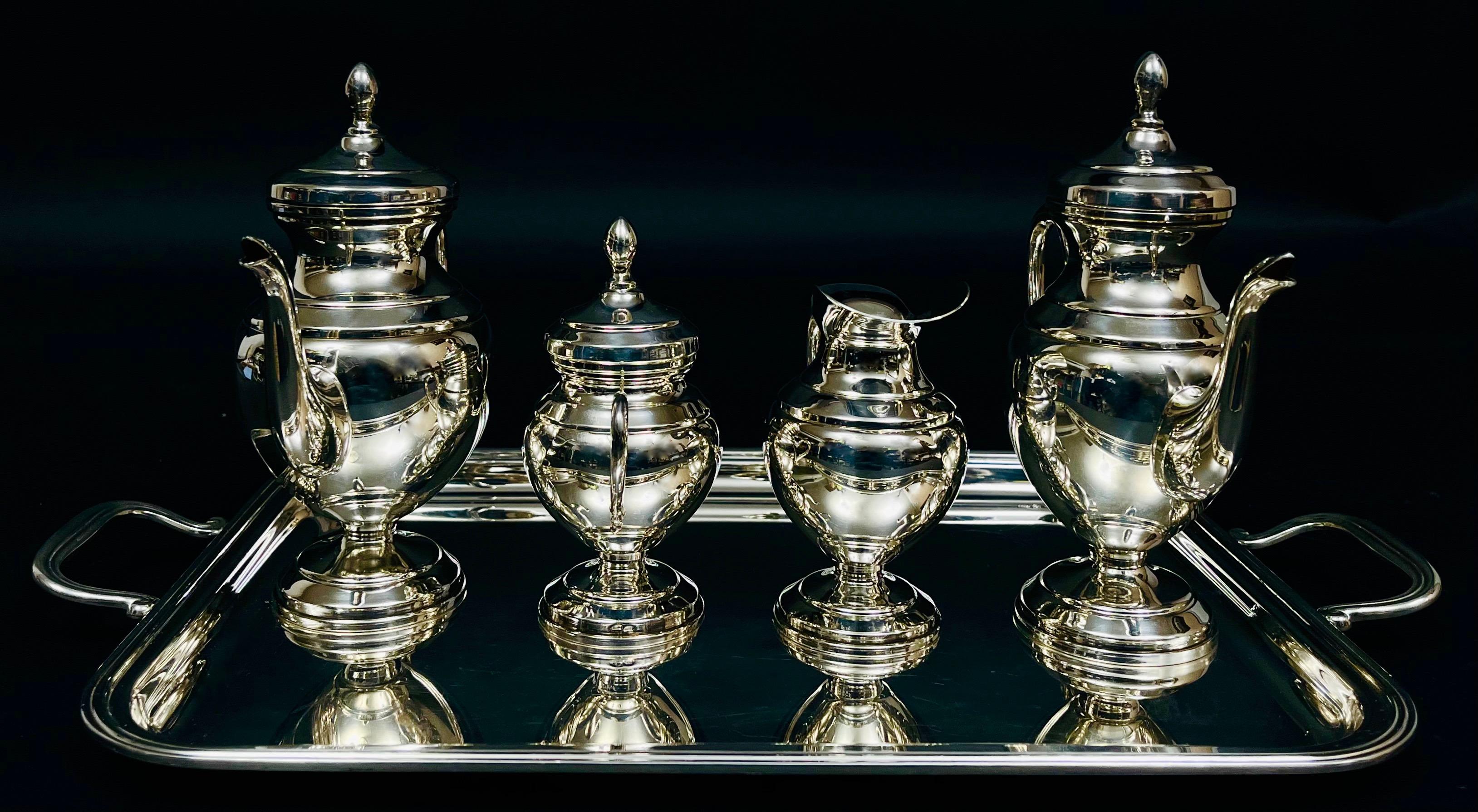 Srebrny serwis do kawy i herbaty , masa 1478 g