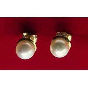 Złote kolczyki z perłami Akoya