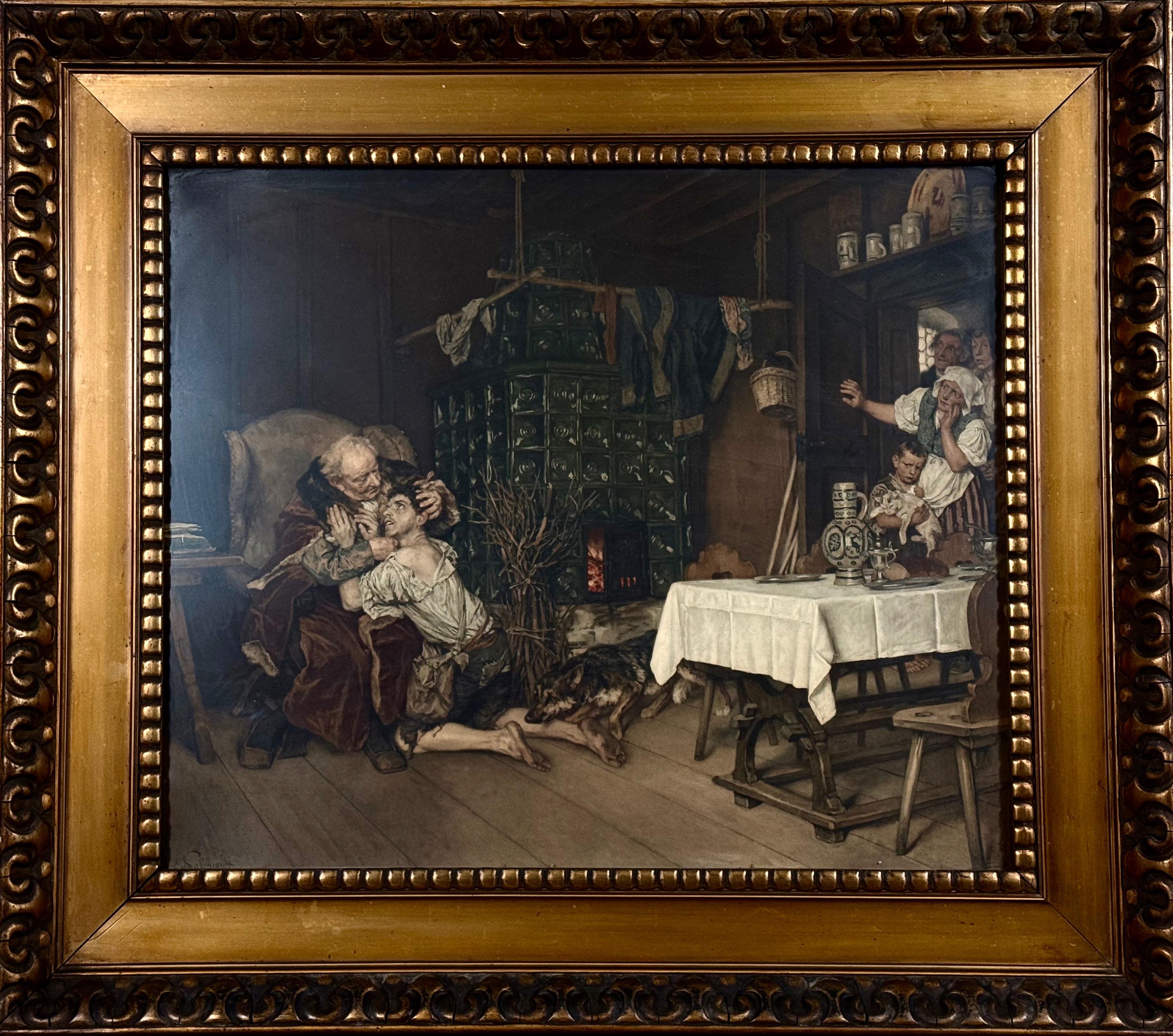 Ozdobna rama dekorowana ilustracją syna marnotrawnego