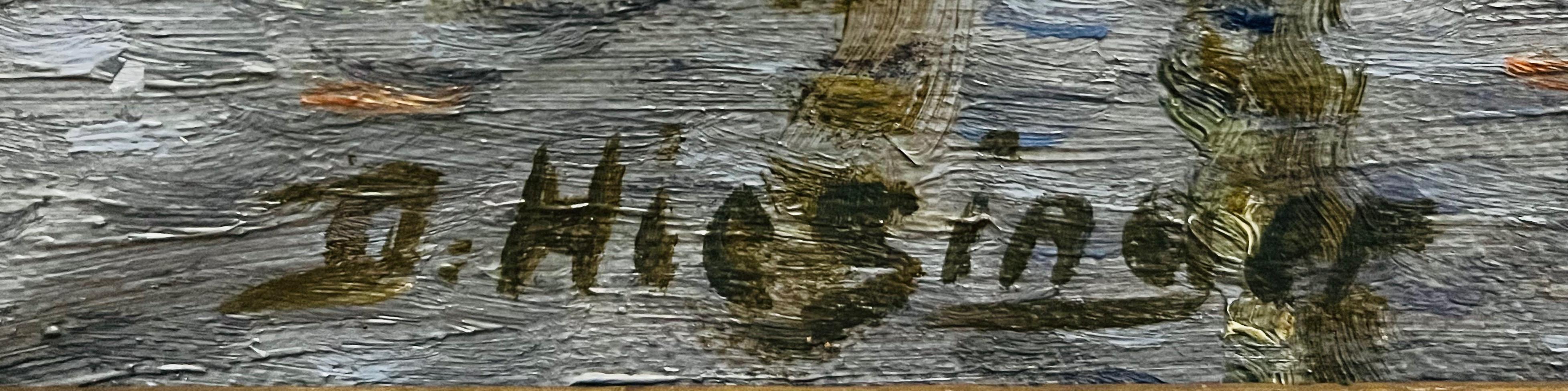 D.HIESINGER ''Pejzaż z rzeką i kościołem''