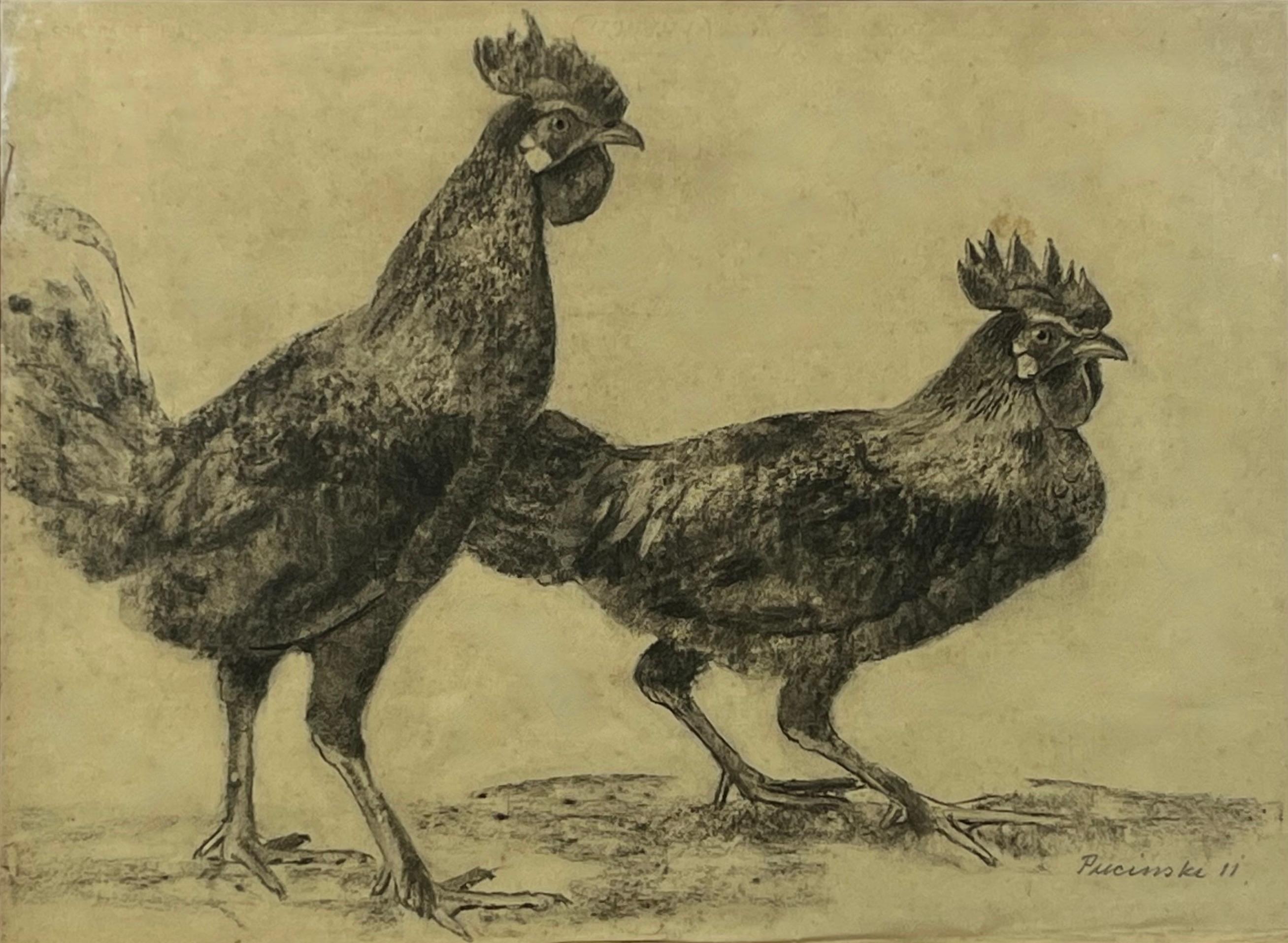 Wiktor Puciński (1882-1952),''Dwie kury''
