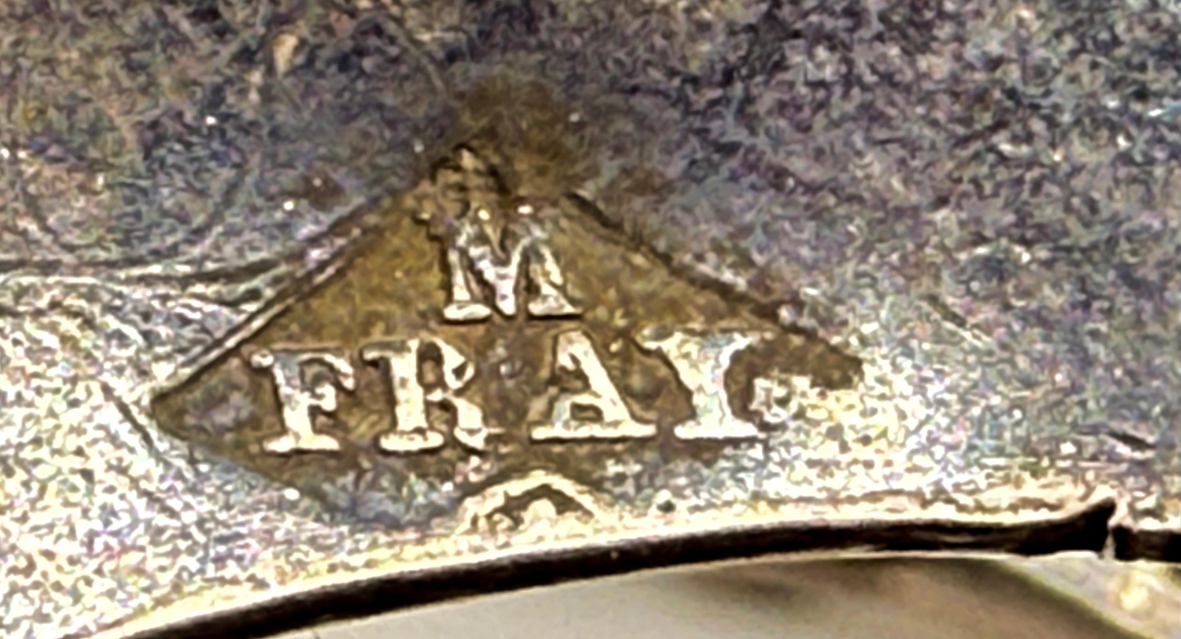 Srebrny kabaret do przypraw z kobaltowymi szklanymi wkładami, masa łączna 312 g