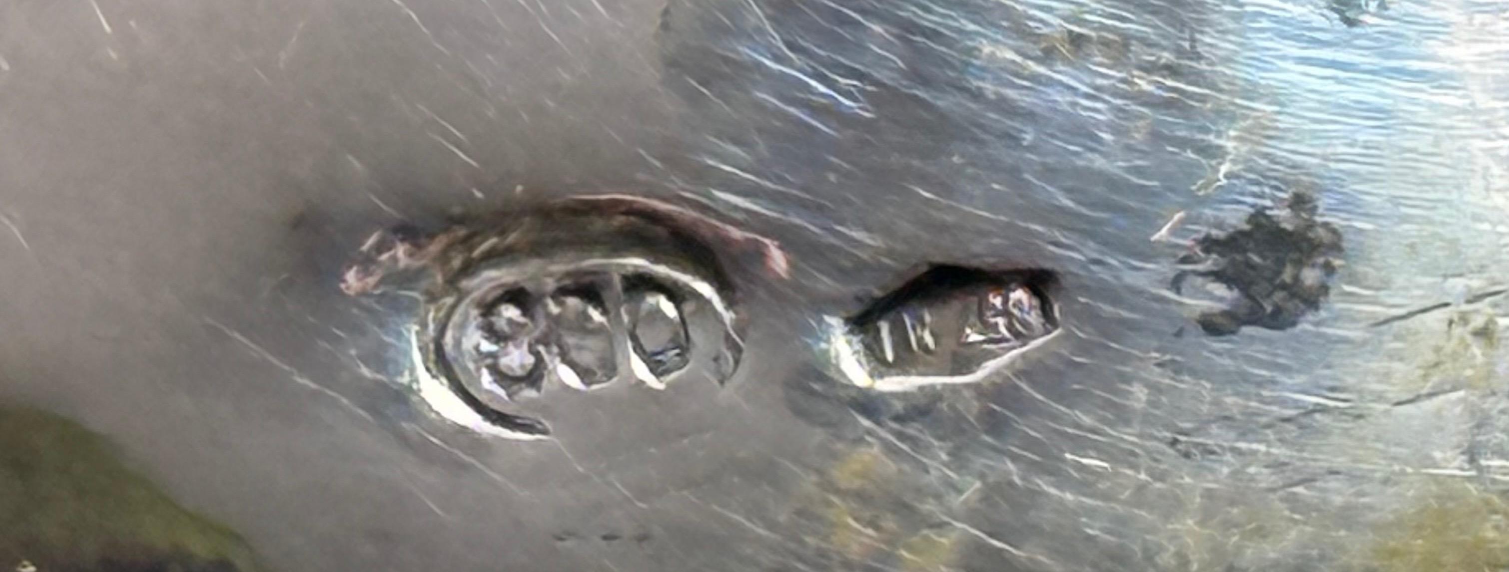 Srebrna żardiniera wielolistna stojąca na 4 giętych nogach, masa 731 g, Antonio Beretta