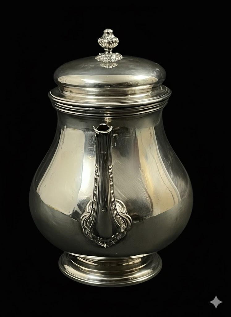 Srebrny dzbanek z wiekiem zdobiony kwiatonem , masa 480 g