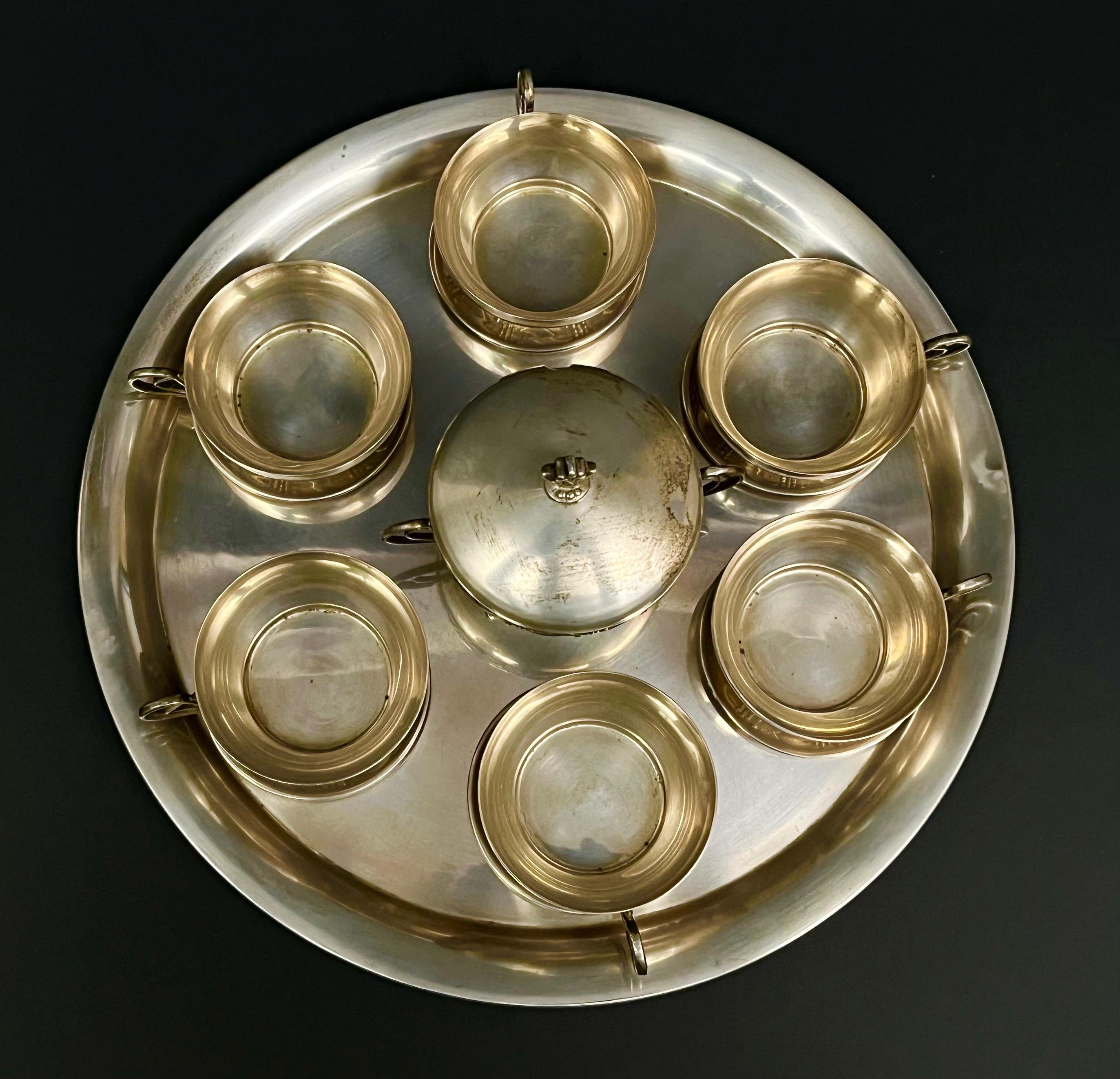 Srebrny zestaw do mokki dla 6 osób , 1085 g