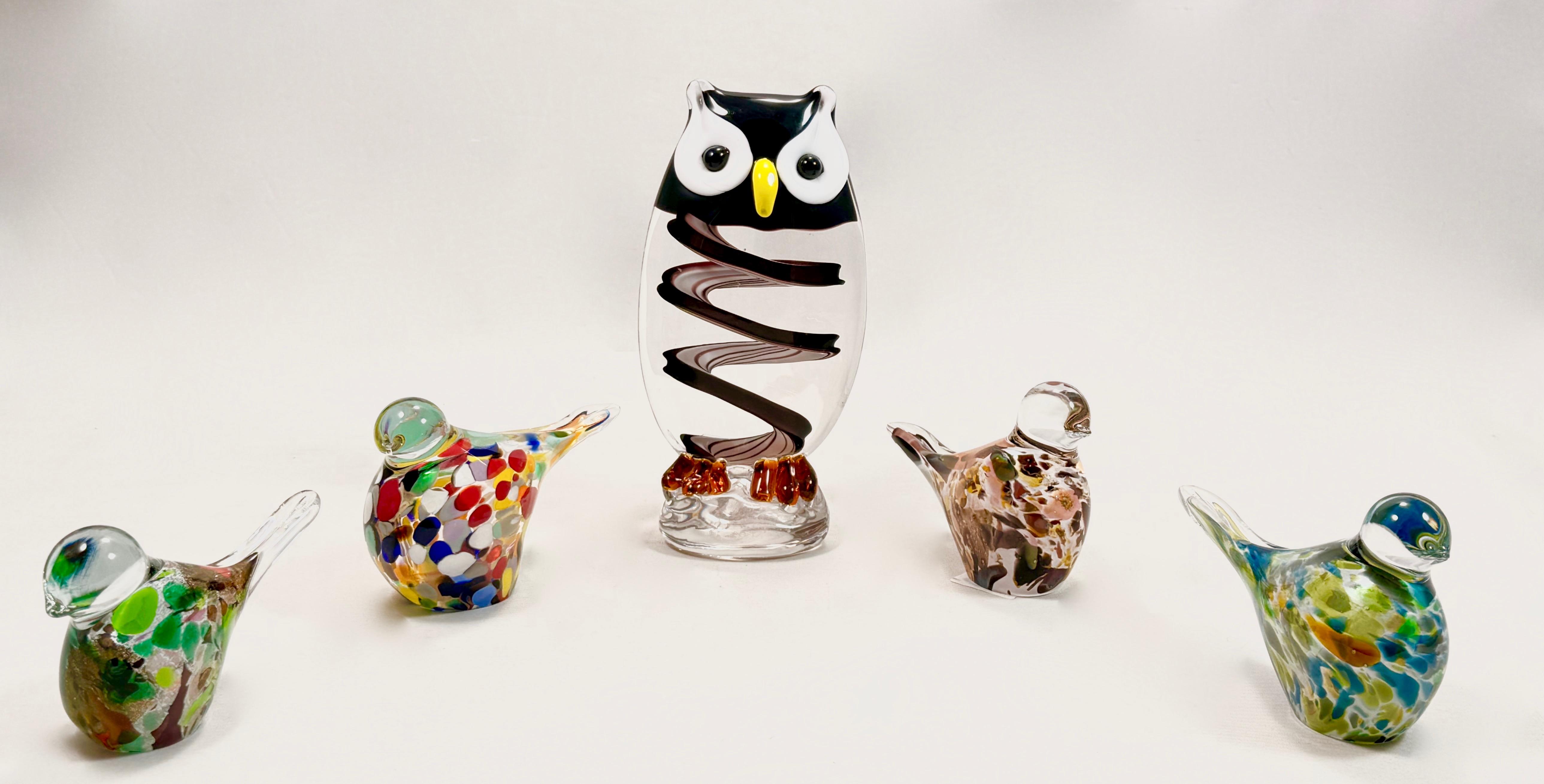 Zestaw szklanych figur ptaków-5 sztuk