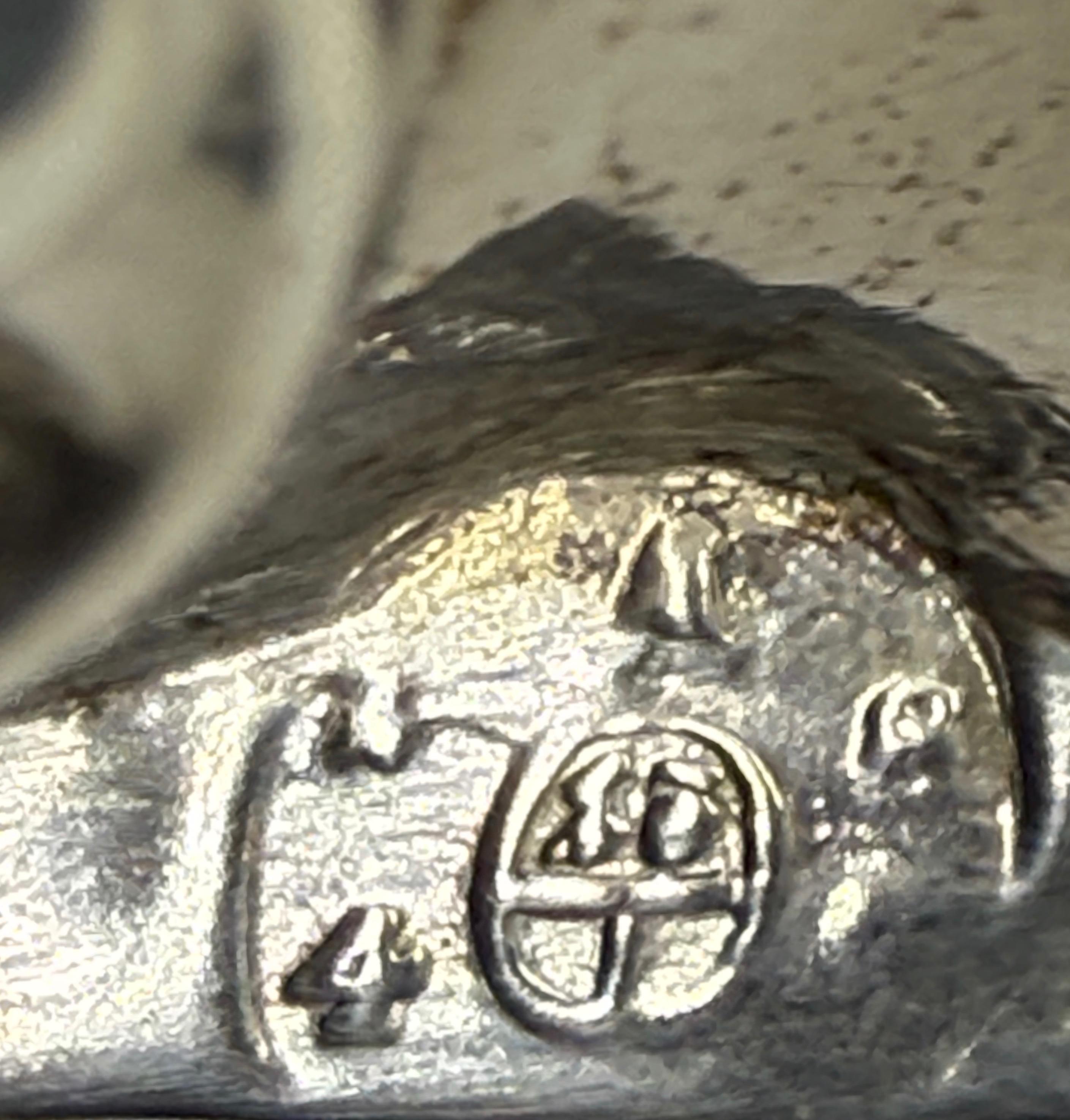 Srebrny kaganek jednoramienny z uchwytem, masa 117 g, Wiedeń,XIX w.