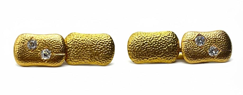 Złote spinki mankietowe Knak z 4 diamentami 0,78 ct