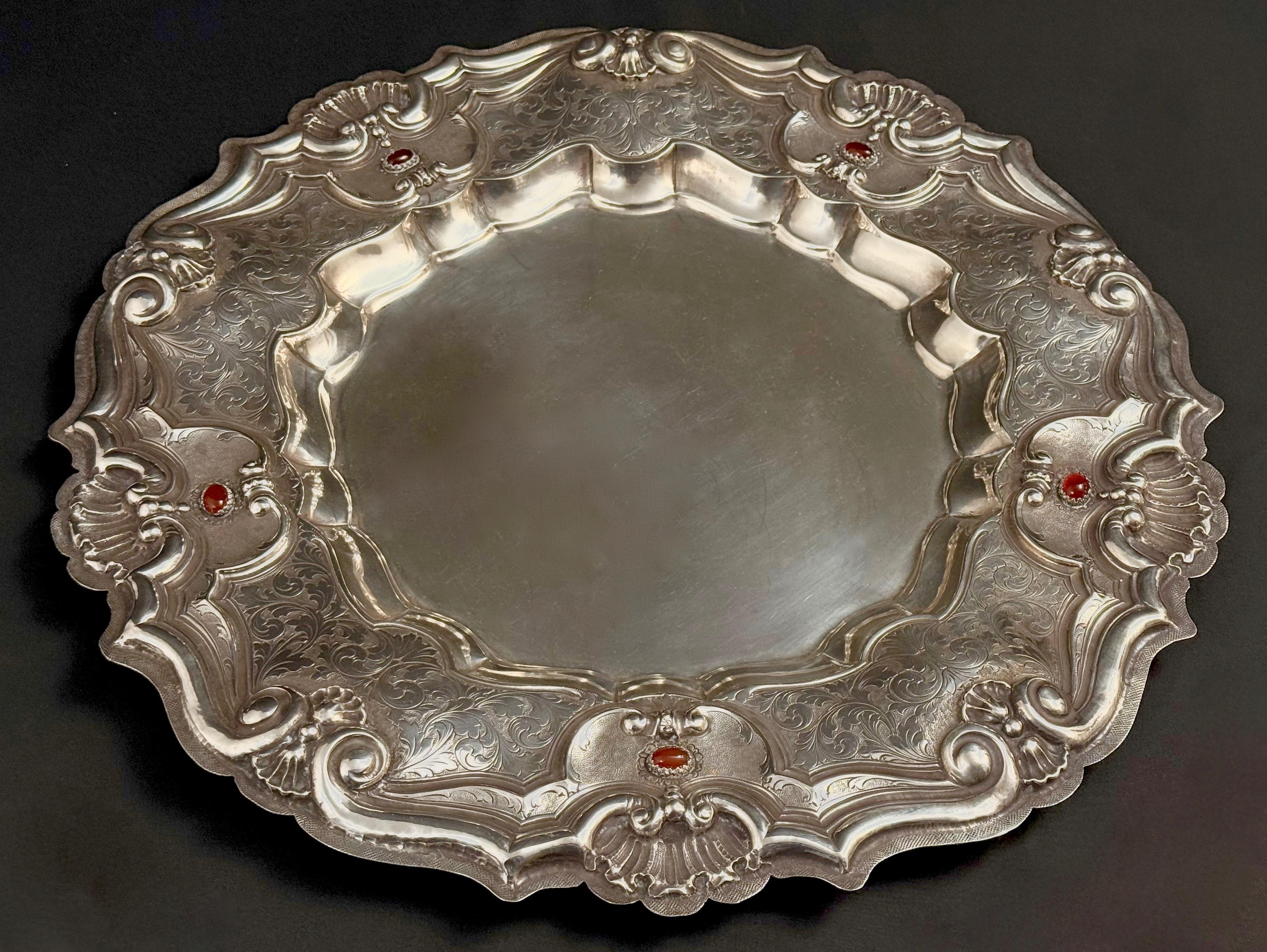 Srebrna patera wielolistna , masa 1234 g