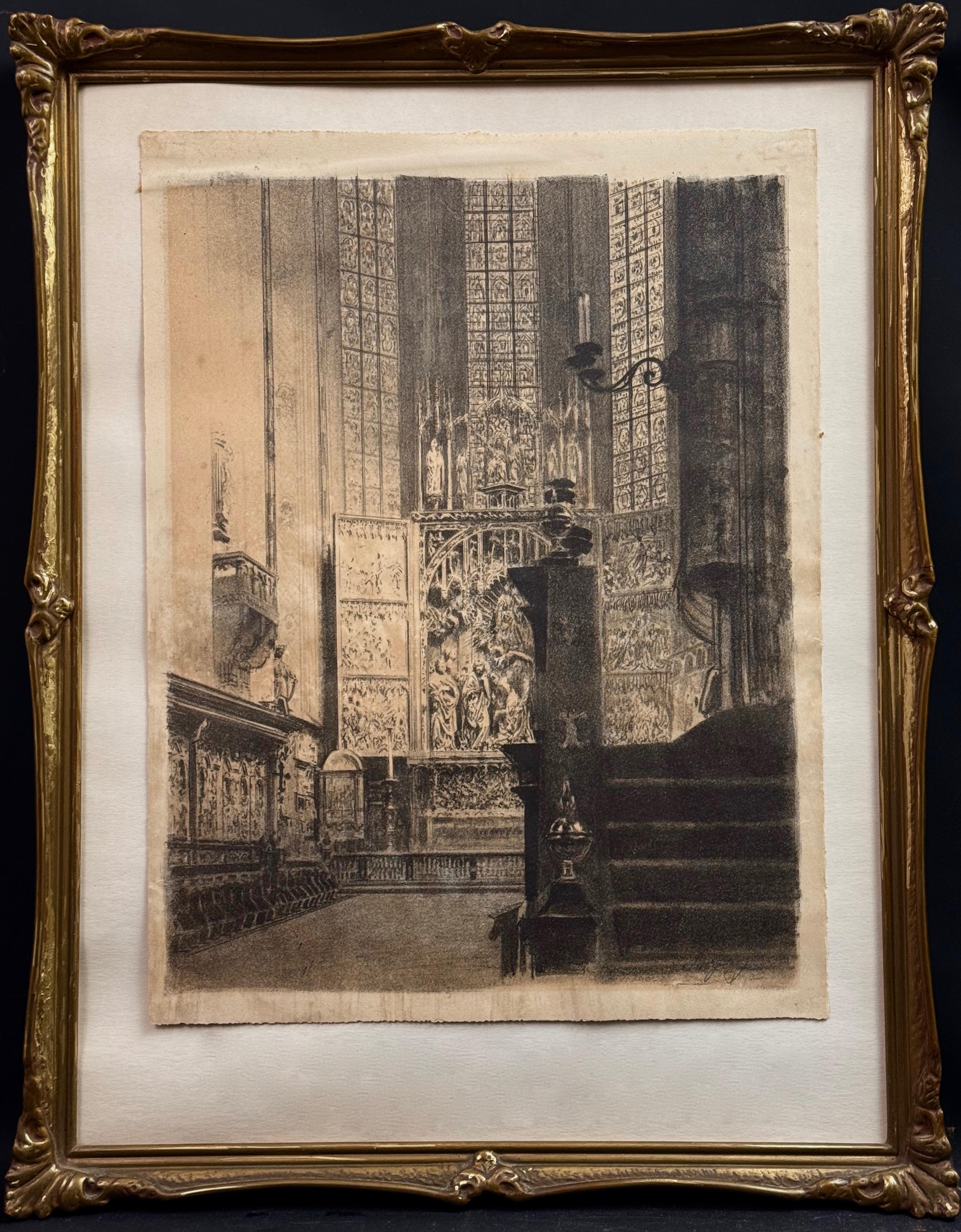 Leon Wyczółkowski (1852-1936), ''Kościół Mariacki w Krakowie-ołtarz Wita Stwosza''