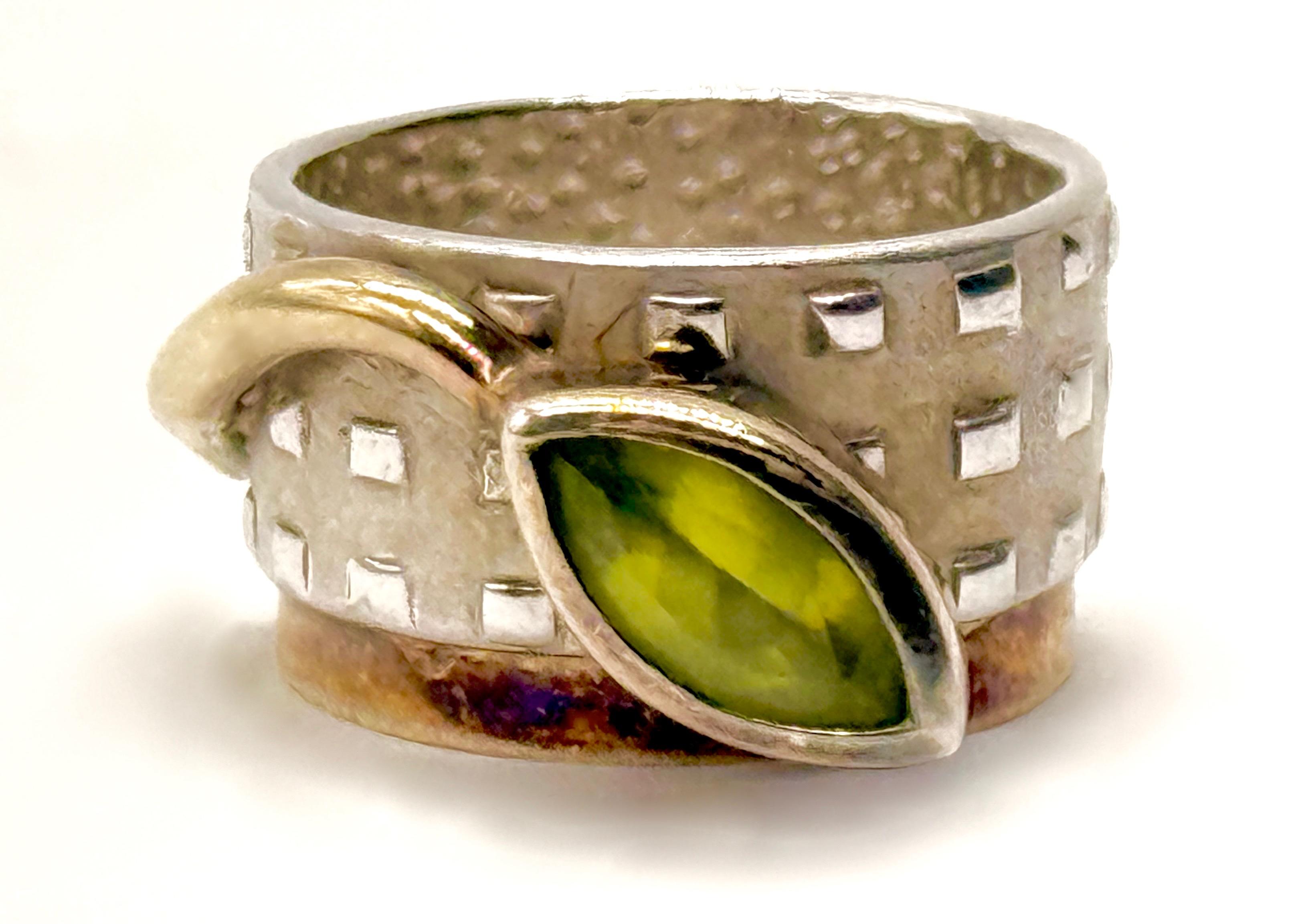 German Kabirski , Srebrny złocony  pierścionek