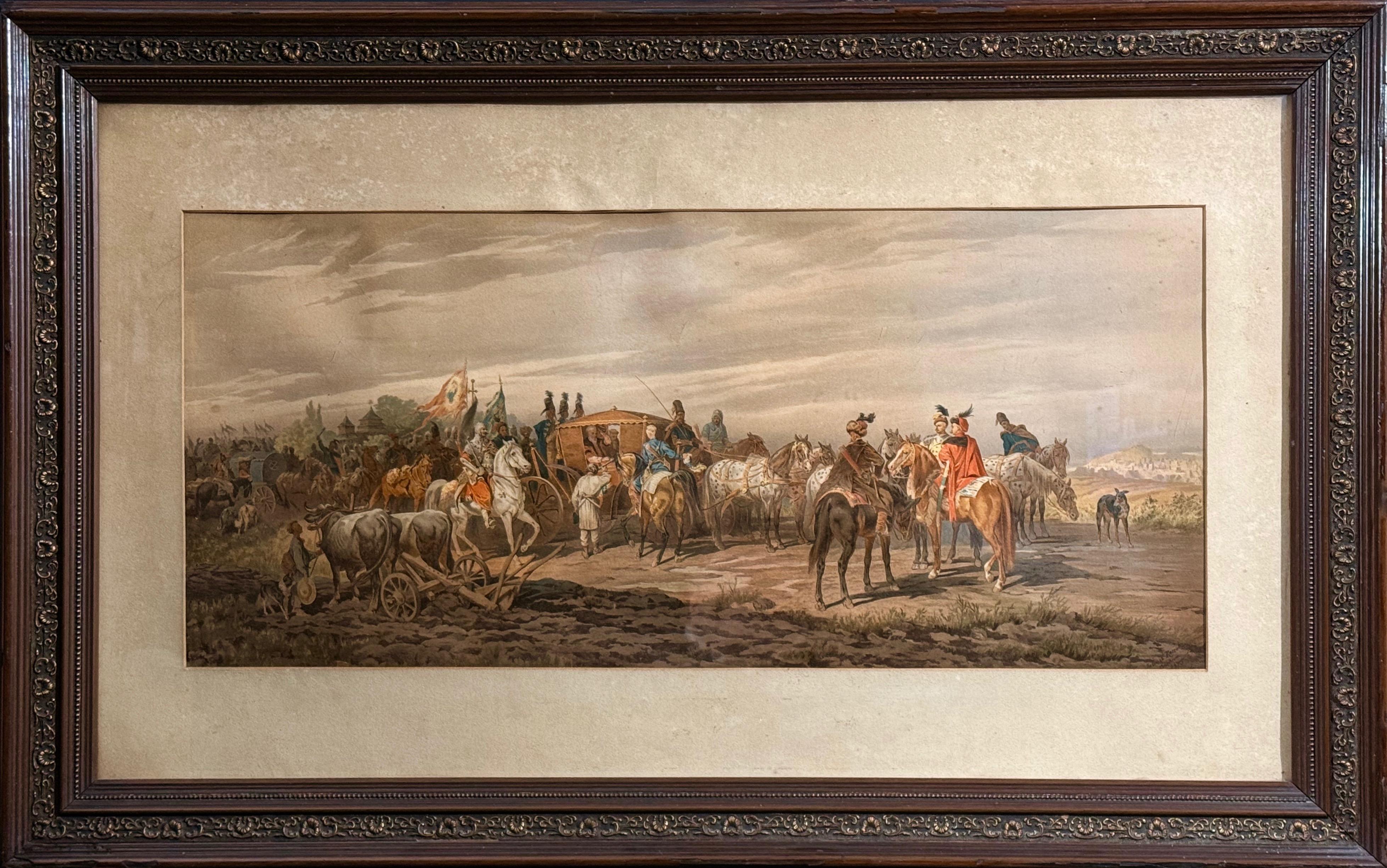 Dekoracyjna rama zdobiona ilustracją wg Juliusza Kossaka