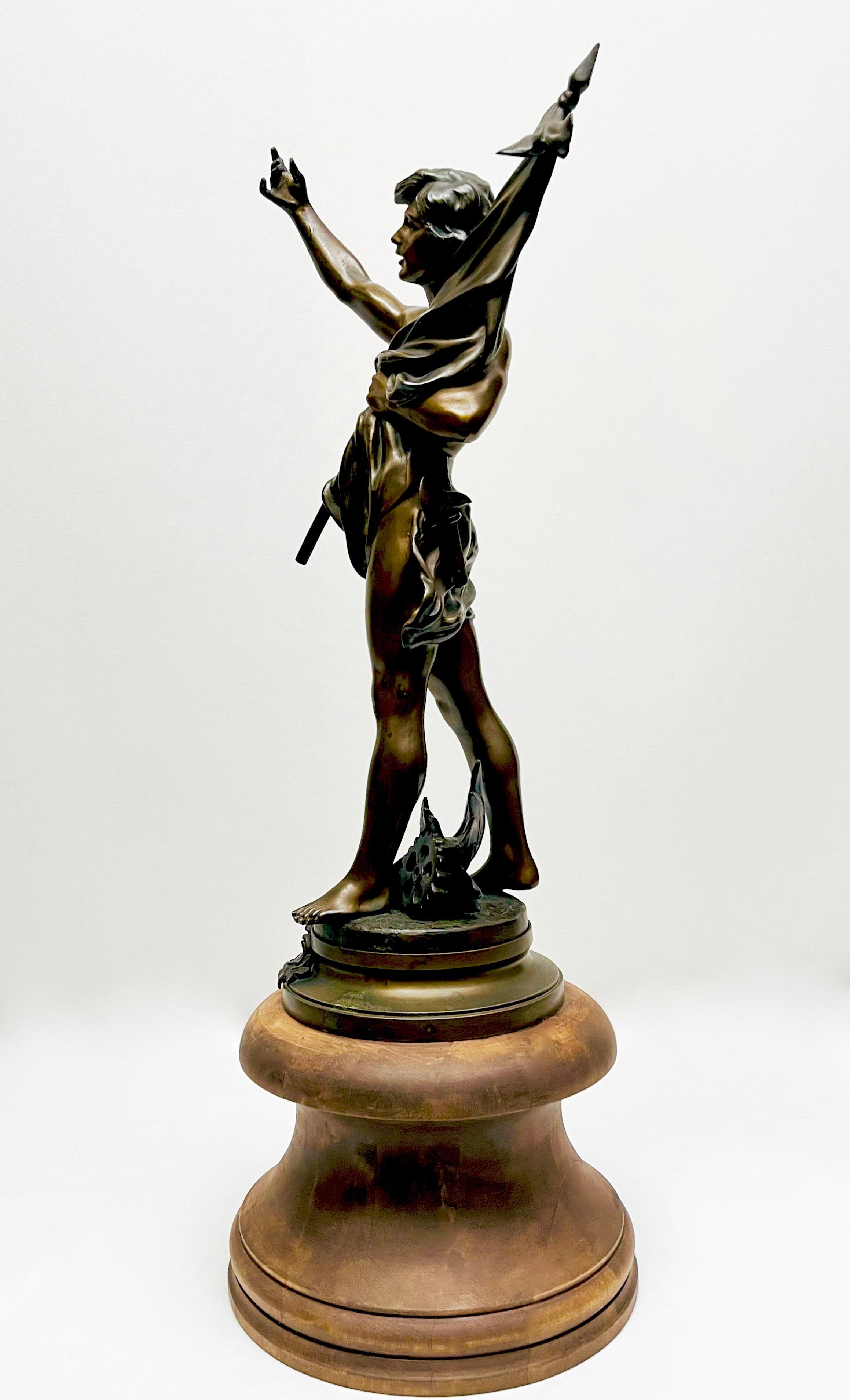 Praca i pokój- pełnoplastyczna rzeźba młodzieńca ze sztandarem wg rzeźbiarza Charsesa Perrona