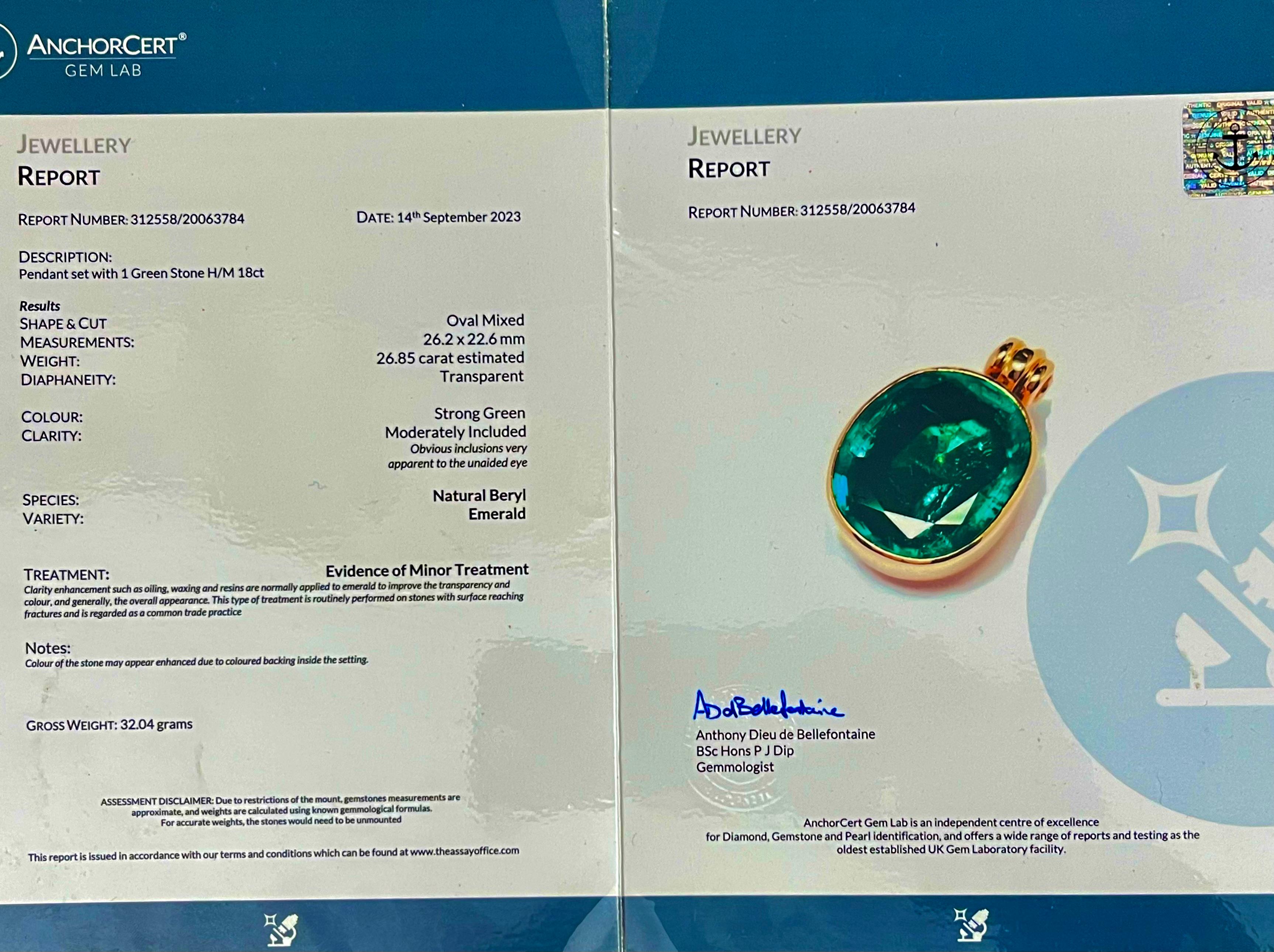 Złoty wisior ze szmaragdem 26,85 ct – zdjęcie 6