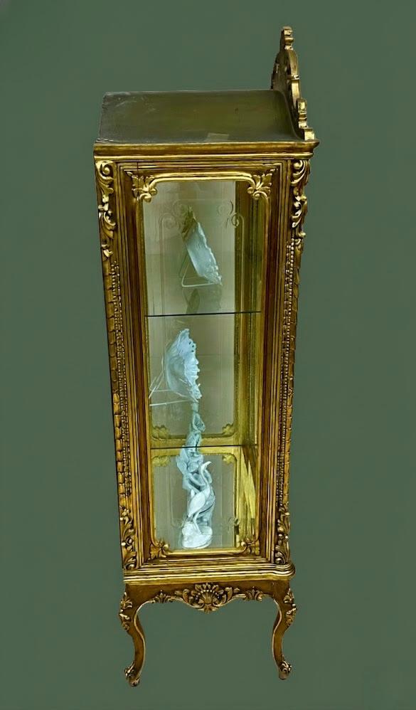 Salonowa złocona witryna jednodrzwiowa w stylu barokowym