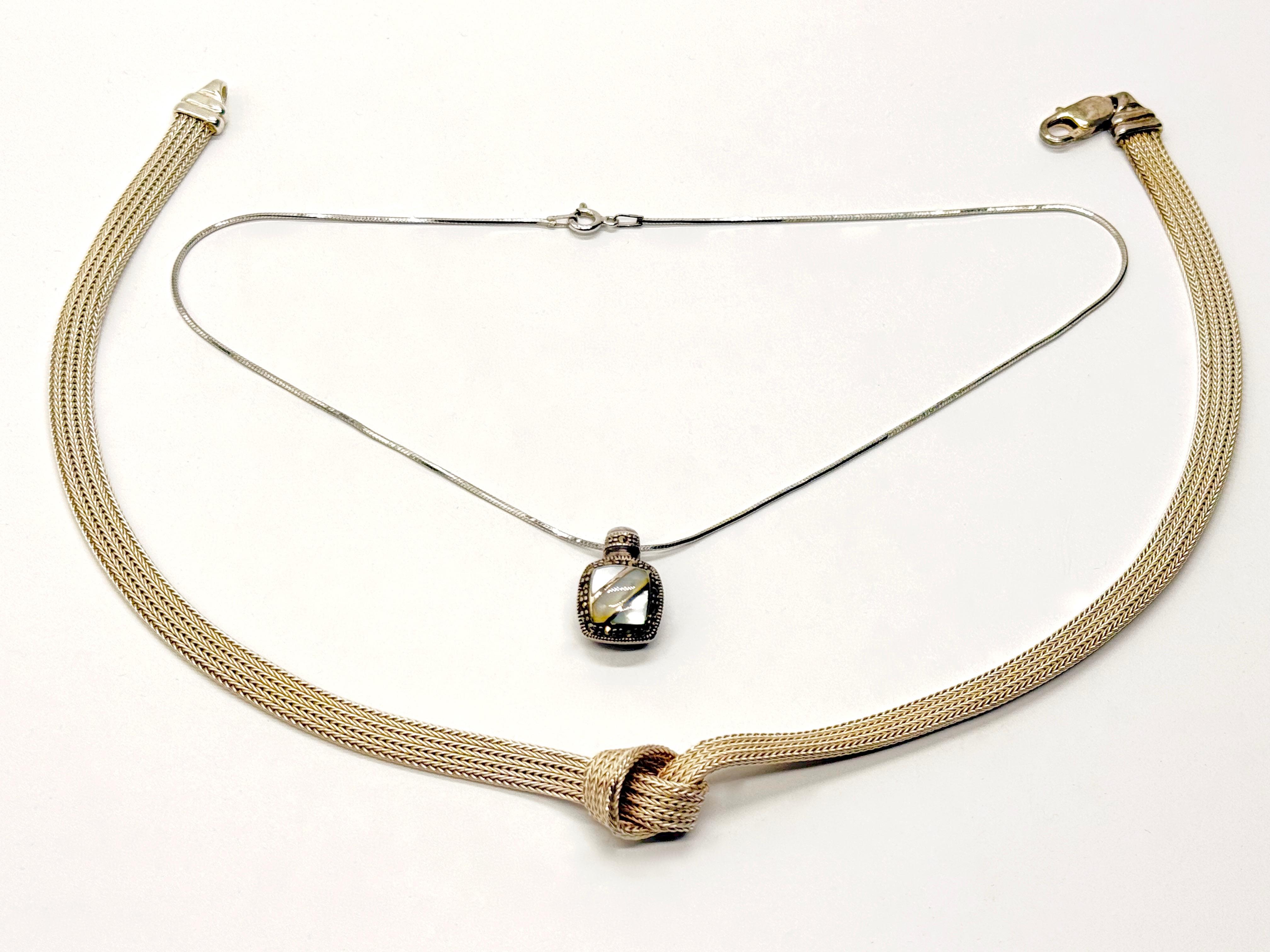 Srebrny zestaw naszyjników- 2 sztuki