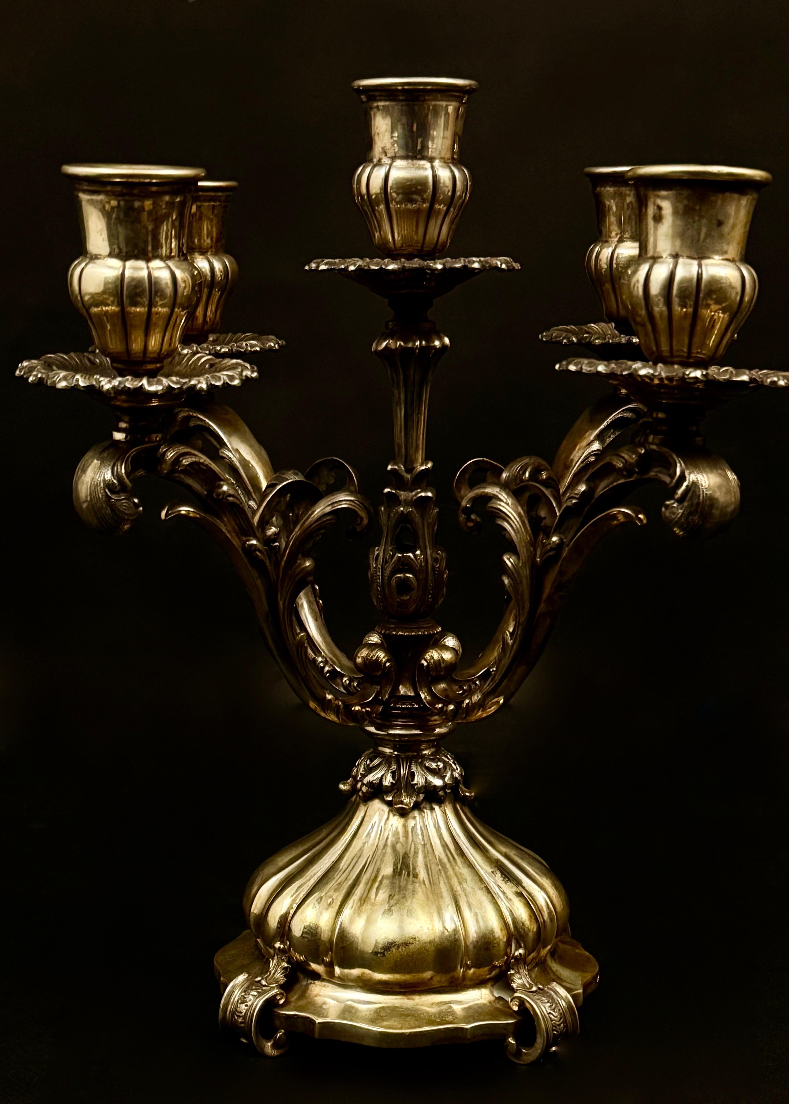 Srebrny kandelabr 5-ramienny, 1760 g, Rzym 