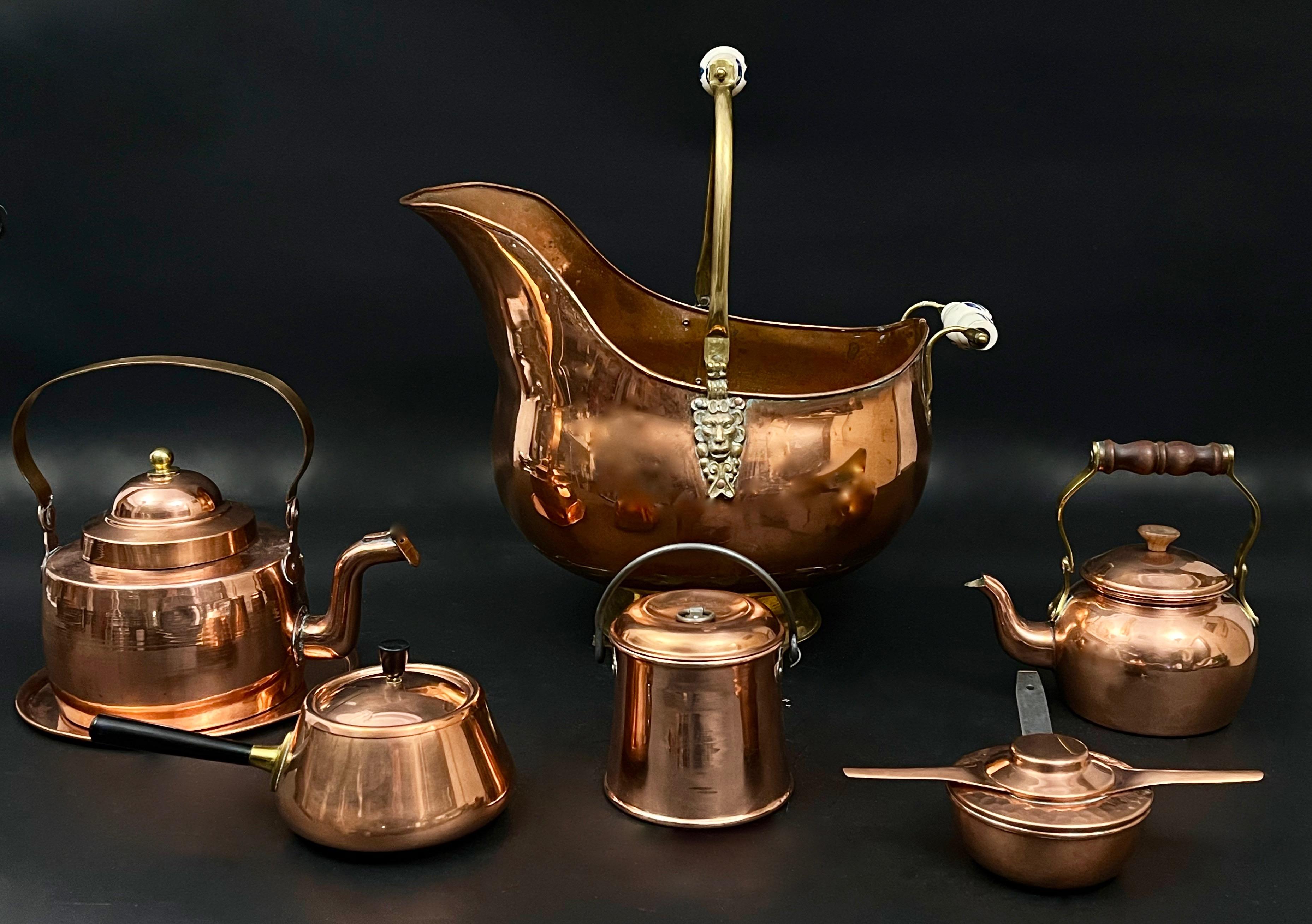 Zestaw miedzianych naczyń kuchennych- 7 sztuk