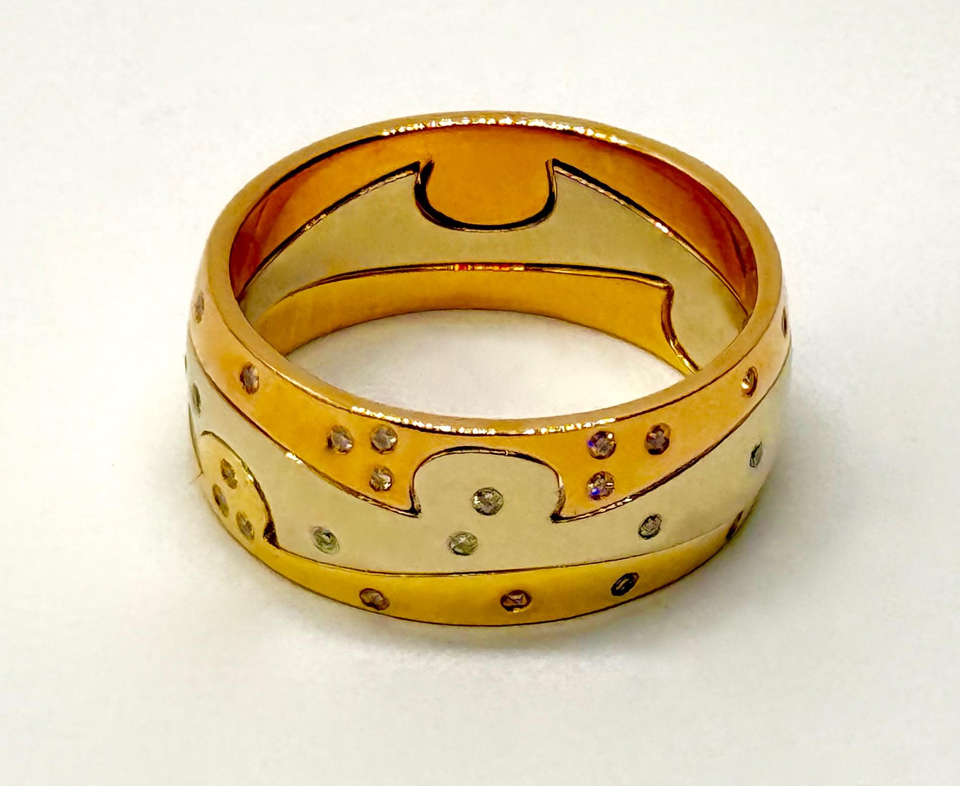 Złoty pierścionek, złoto pr. 0,750, masa łączna 12,21 g