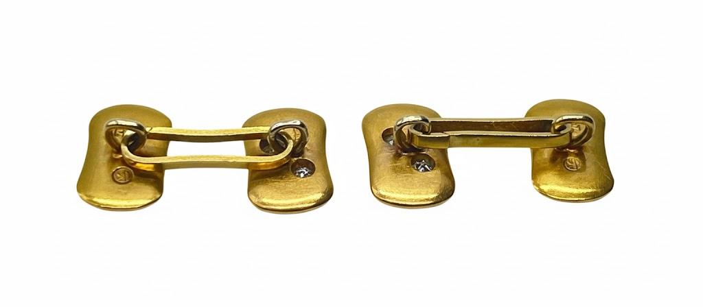 Złote spinki mankietowe Knak z 4 diamentami 0,78 ct