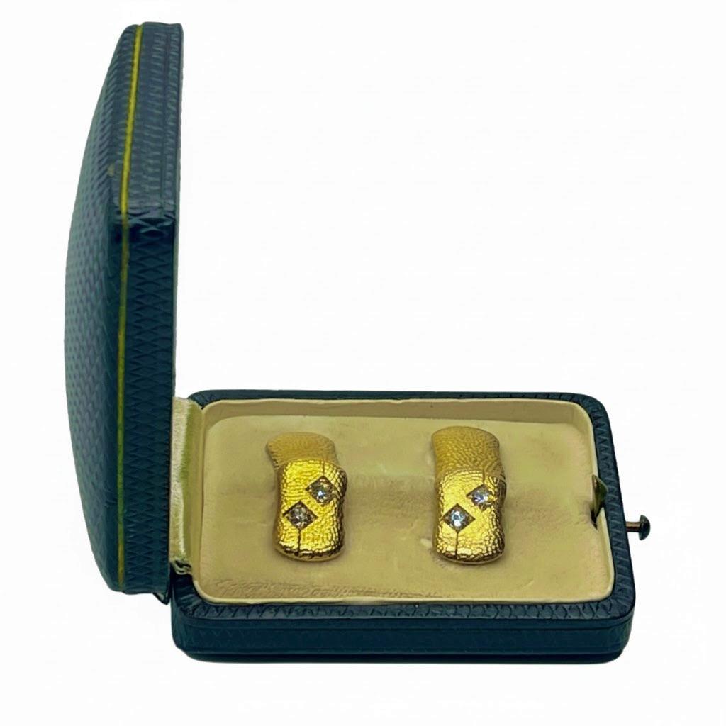 Złote spinki mankietowe Knak z 4 diamentami 0,78 ct