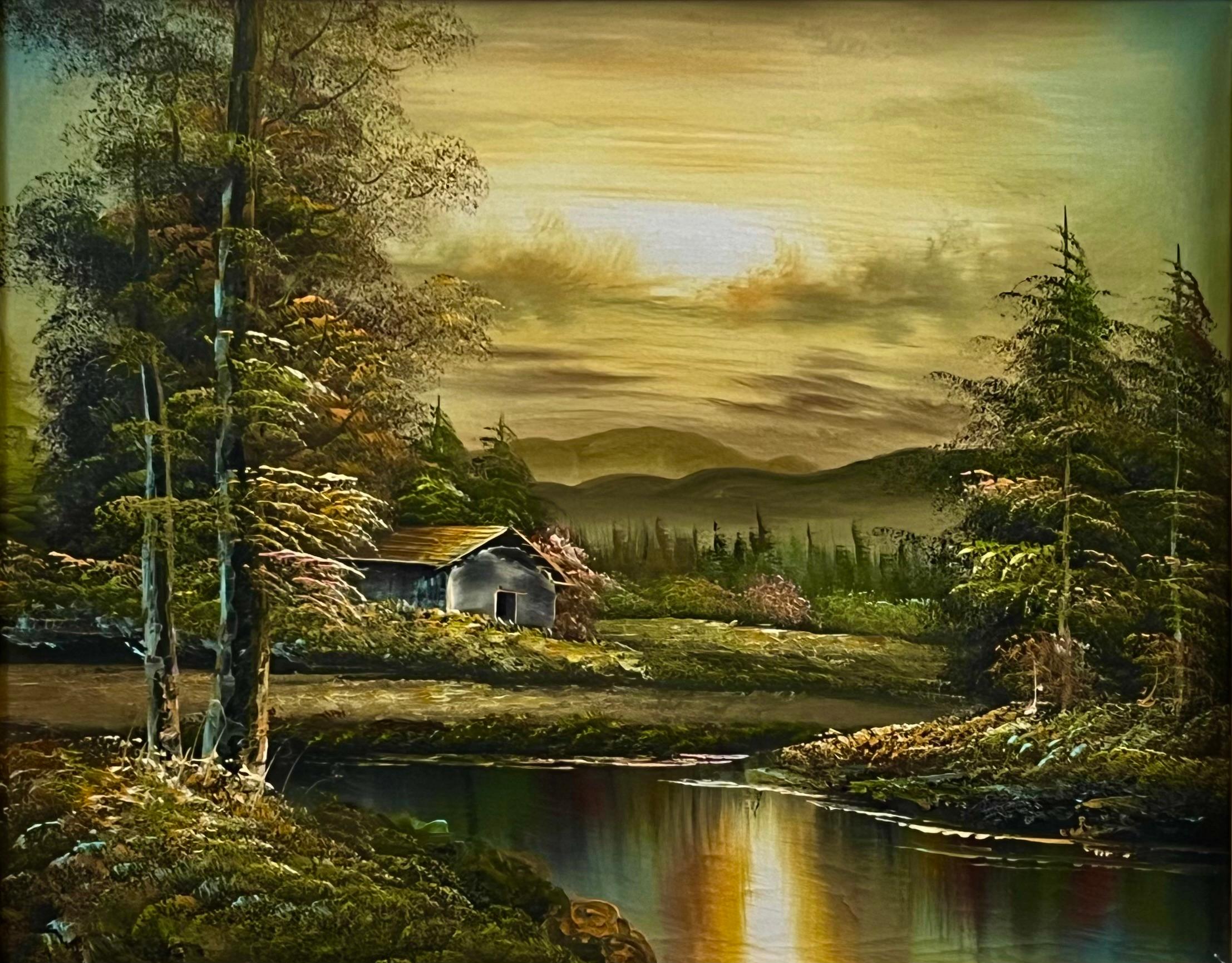 Nieustalony malarz, ''Pejzaż z chatą i stawem''