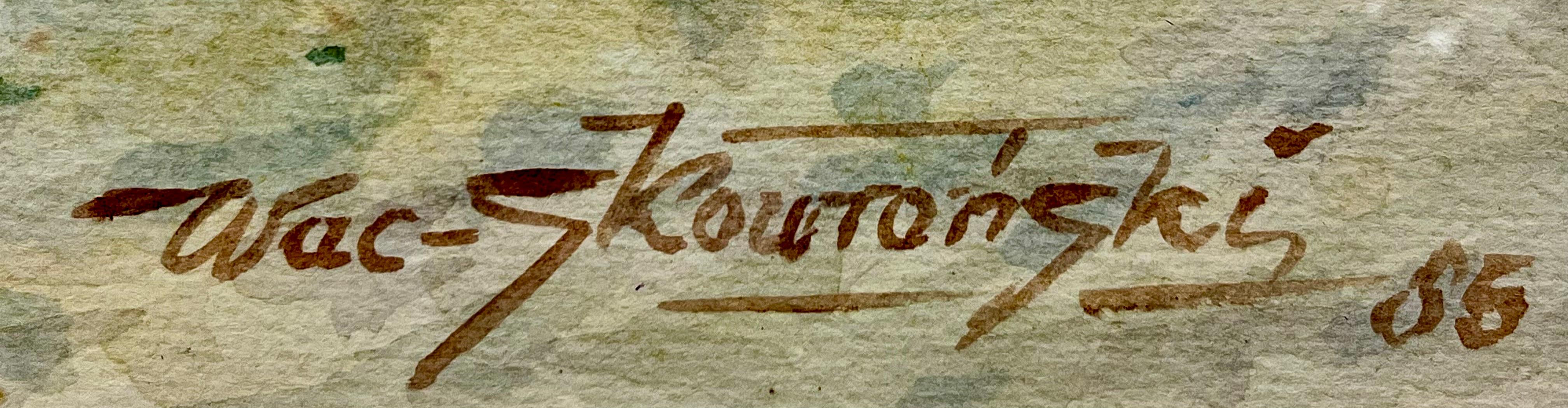 Wacław Skowroński,''Rybackie łodzie na brzegu morza''