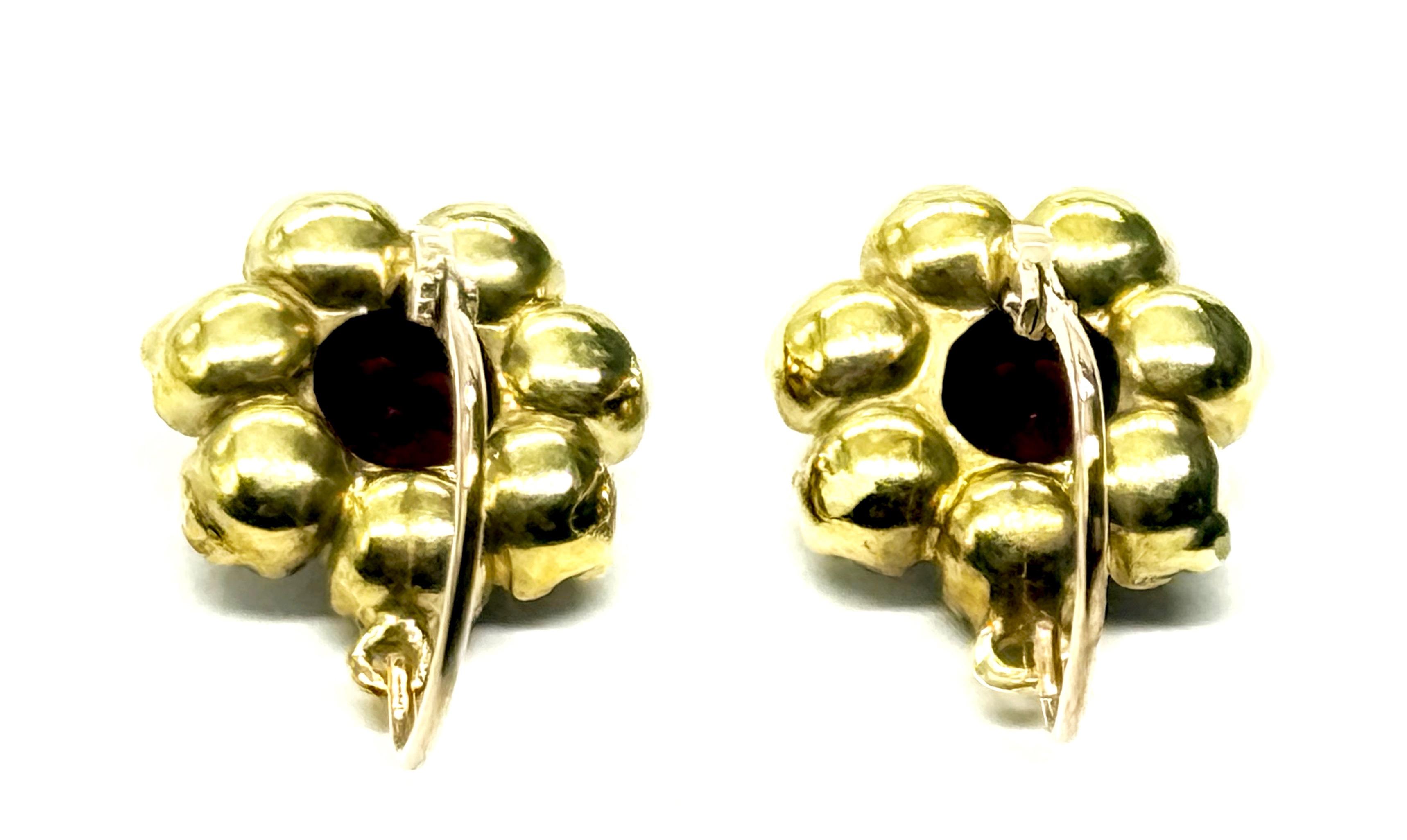 Złote kolczyki z granatami