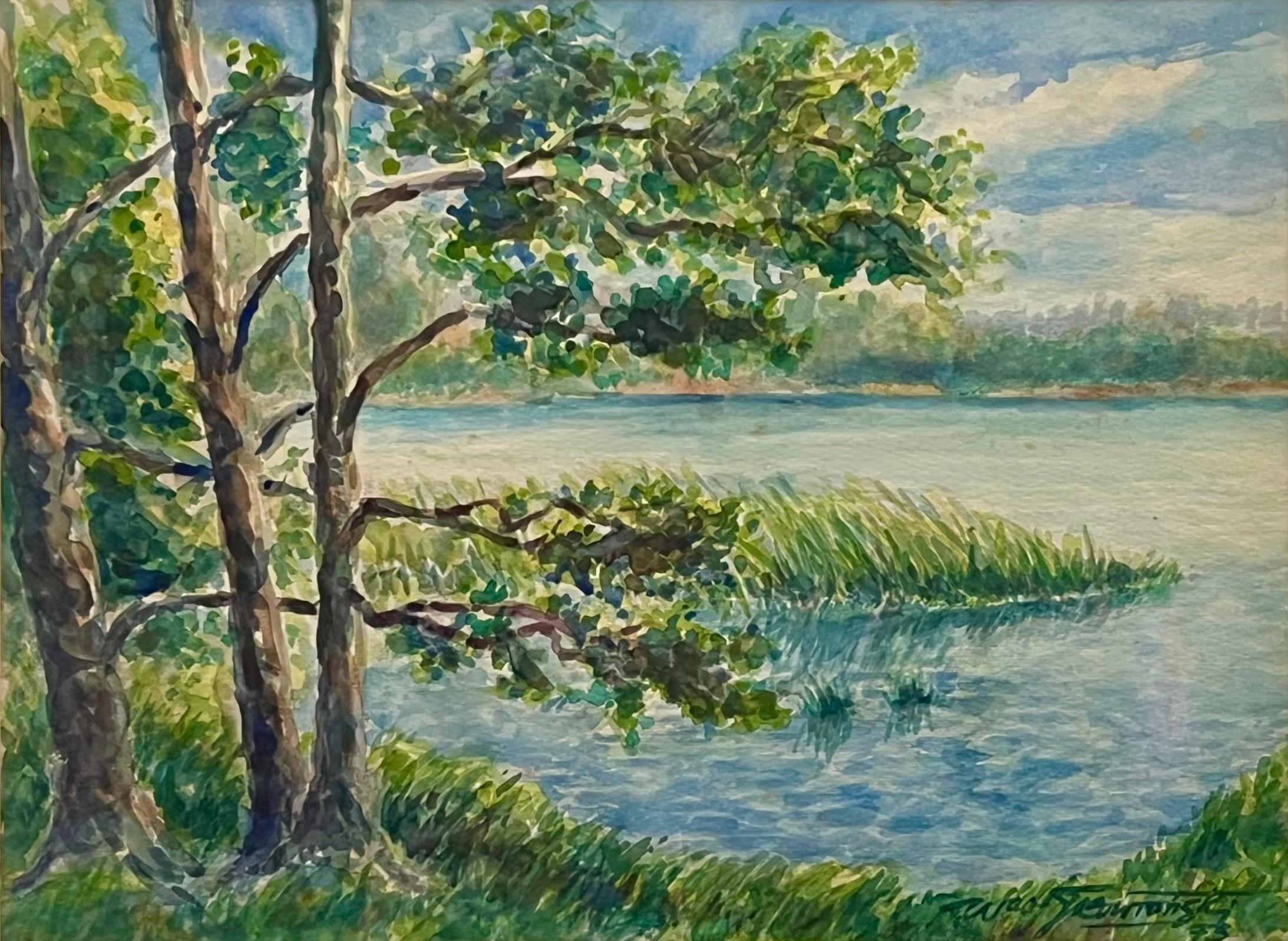 Wacław Skowroński,''Pejzaż z jeziorem''